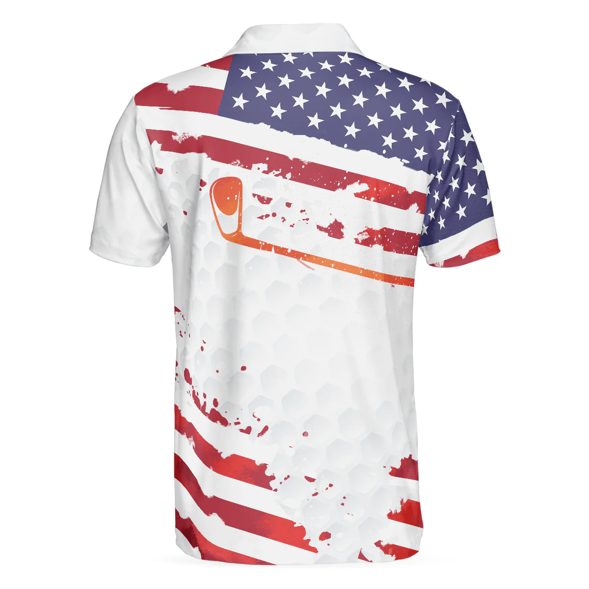 Golf Men Polo Shirt, Golf Swing Abstract with American Flag Independence Day Polo Shirts For Men, 4th Of July Gift For Golfers, Golf Team Lovers - Image 2