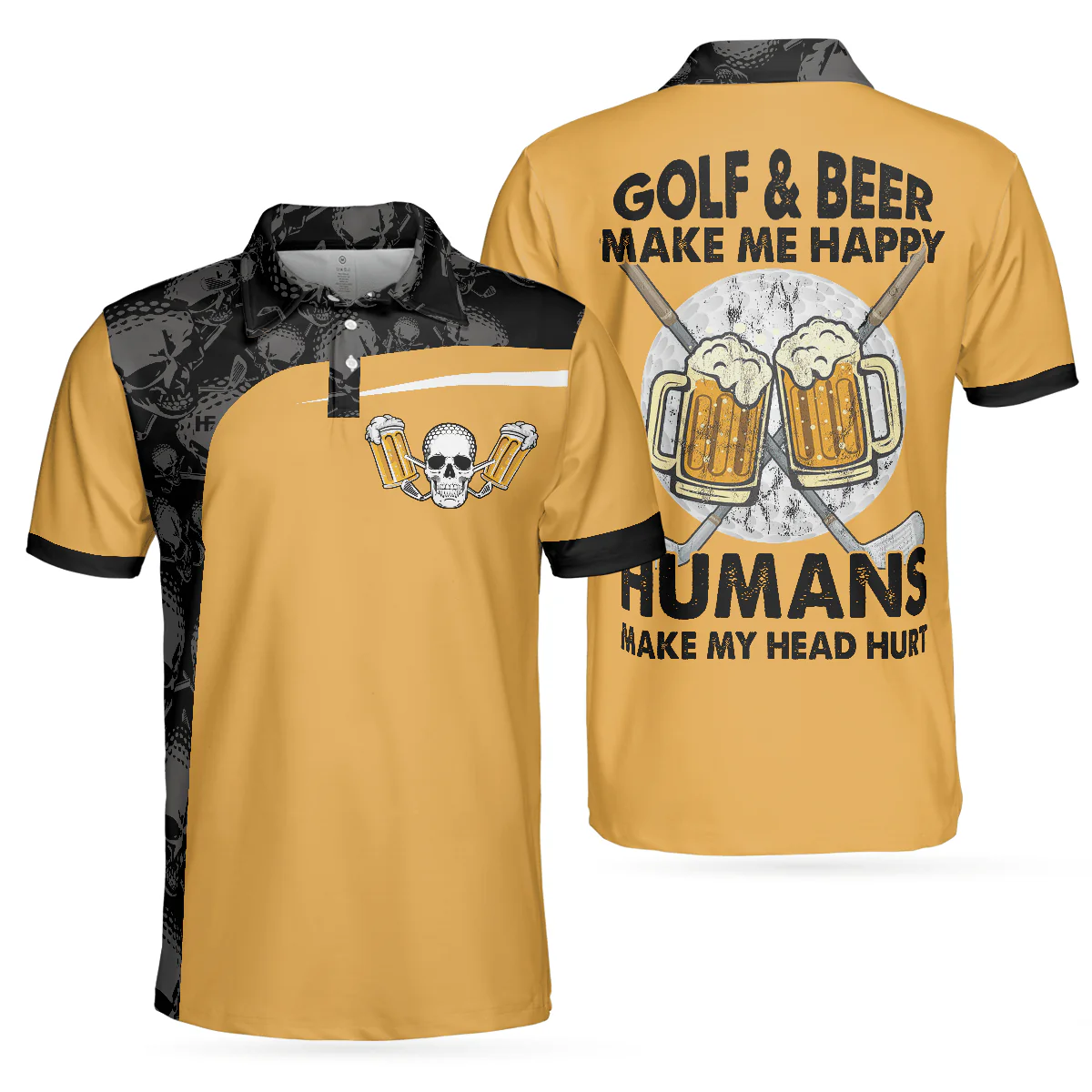 Golf Men Polo Shirt, Golf The Only Sport Where You Can Drink & Drive Polo Shirt, Skull Drinking Polo Shirt For Men, Golfers