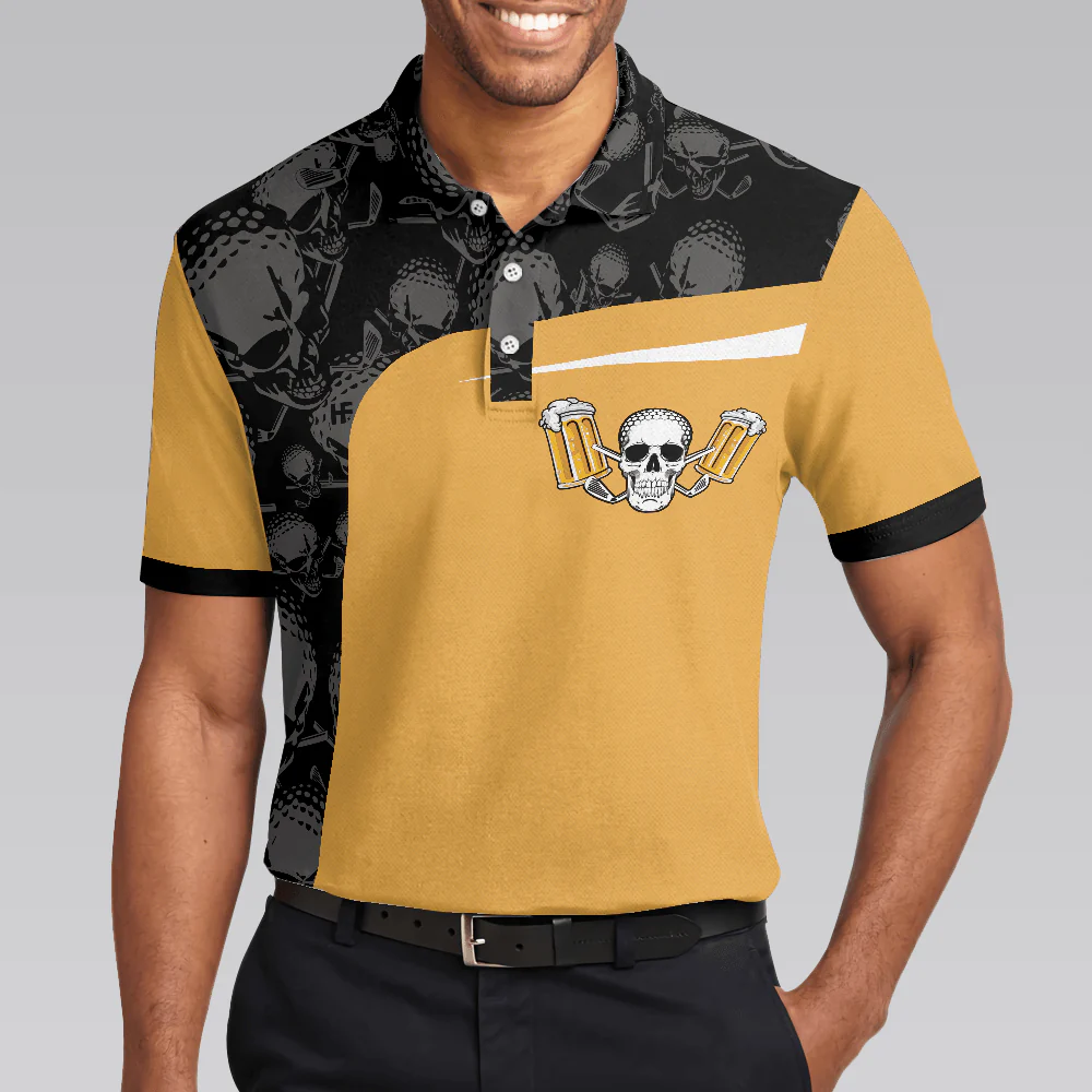 Golf Men Polo Shirt, Golf The Only Sport Where You Can Drink & Drive Polo Shirt, Skull Drinking Polo Shirt For Men, Golfers - Image 4