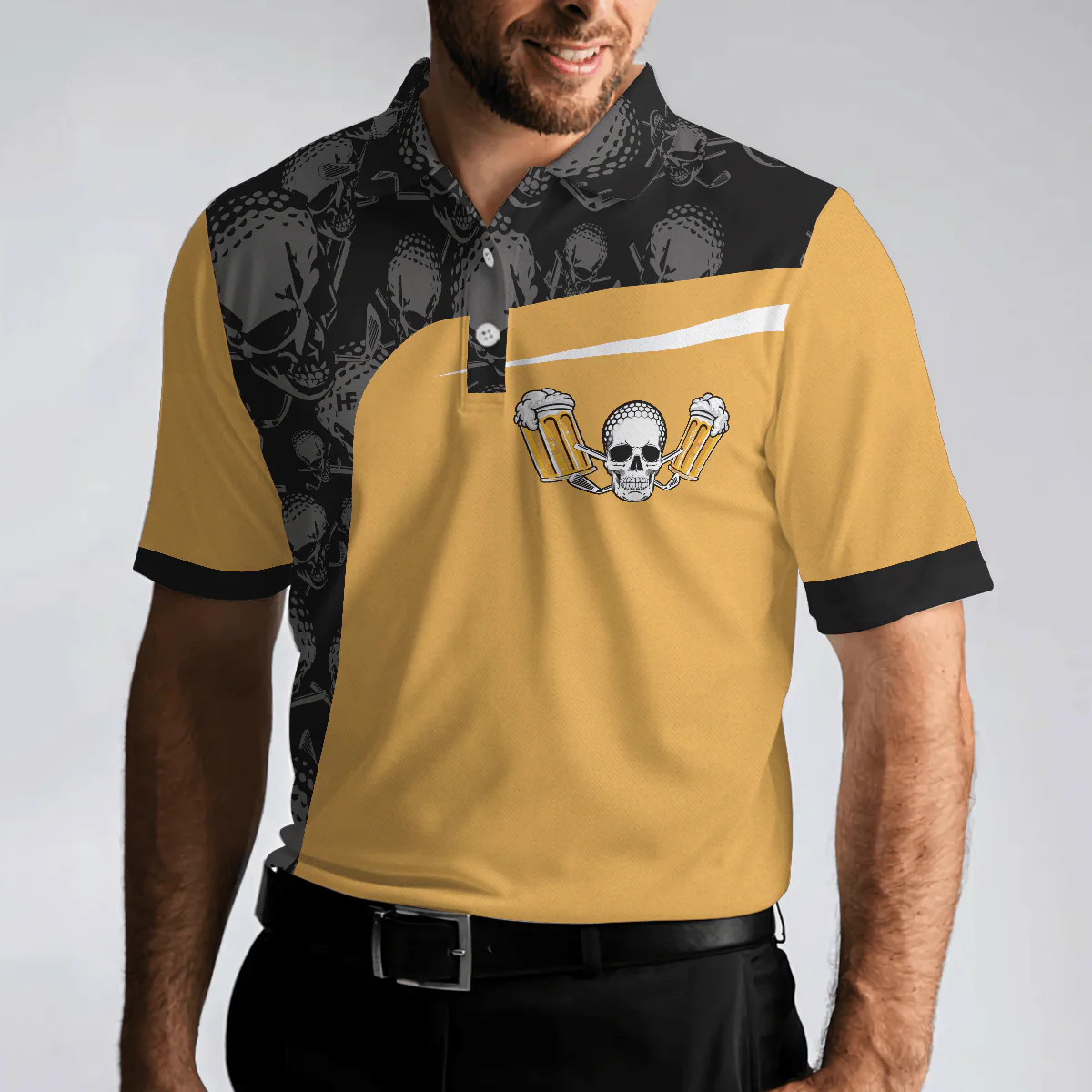 Golf Men Polo Shirt, Golf The Only Sport Where You Can Drink & Drive Polo Shirt, Skull Drinking Polo Shirt For Men, Golfers - Image 5