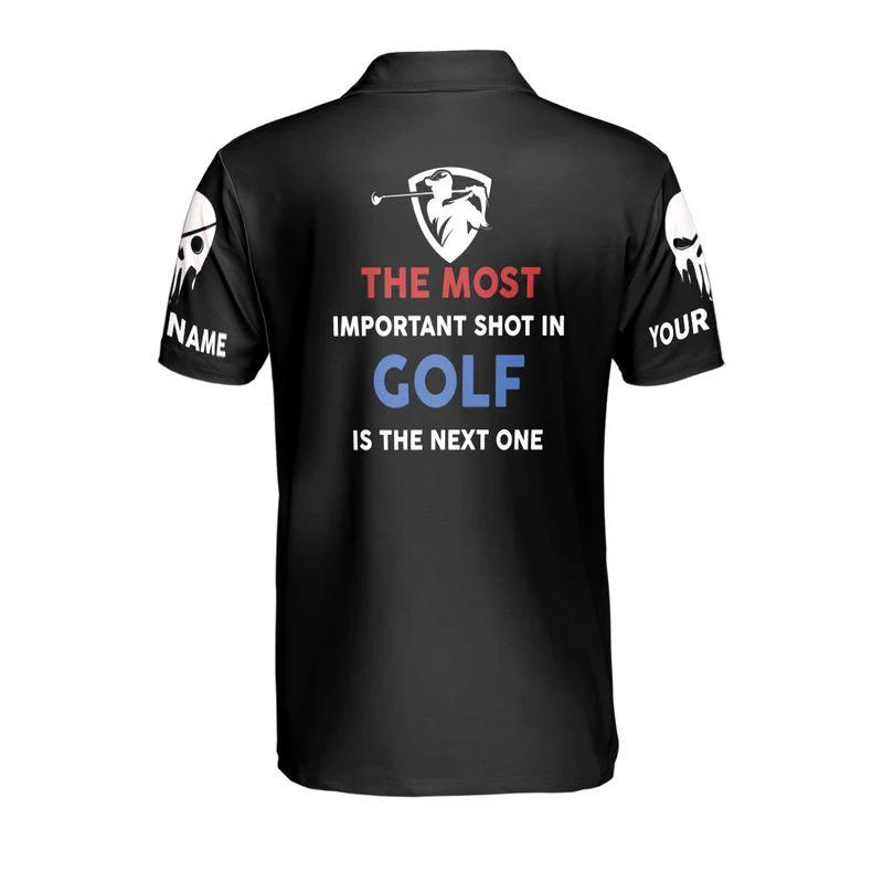 Golf Men Polo Shirt, Golfer Custom Name Shirts For Men, Golf The Most Important Shot Shirts, Patriotic American Flag Men's Short Sleeve Polo Shirt - Image 3