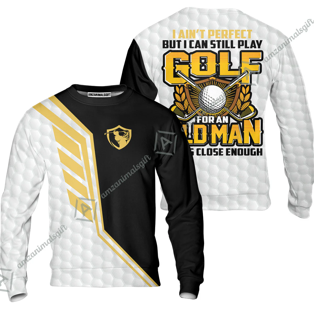 Golf Men Polo Shirt - I Ain't Perfect But I Can Still Play Golf Polo Shirt, Black And White Golfing Shirt - Image 5