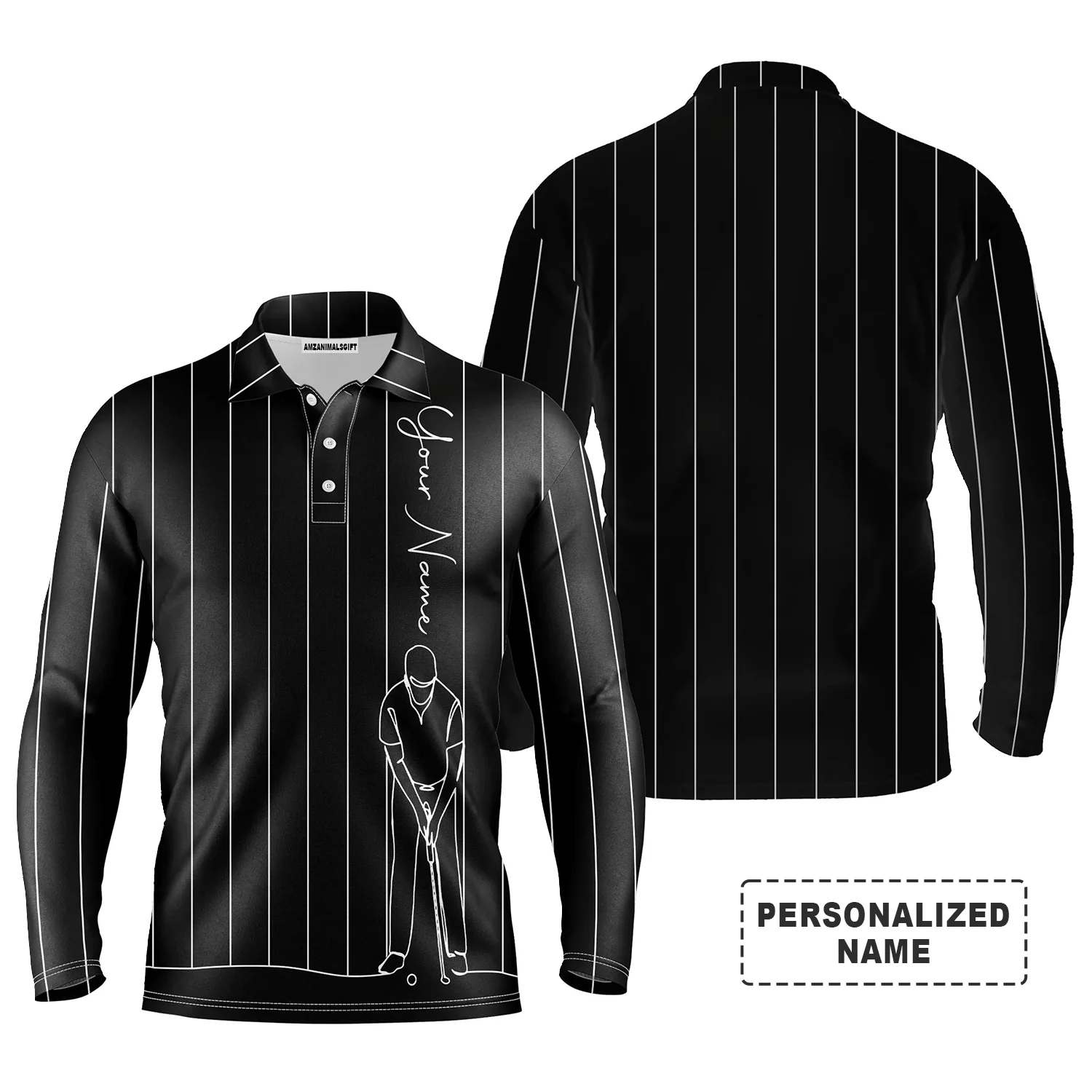 Golf Men Polo Shirt - Multicolor Stripe Pattern Custom Name Apparel - Personalized Gift For Golf Lover, Team, Male Players, Golfer - Image 10