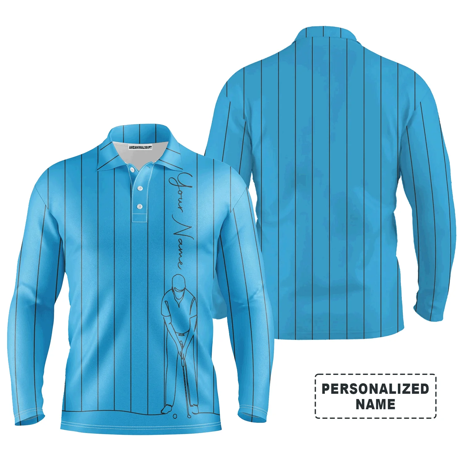 Golf Men Polo Shirt - Multicolor Stripe Pattern Custom Name Apparel - Personalized Gift For Golf Lover, Team, Male Players, Golfer - Image 11