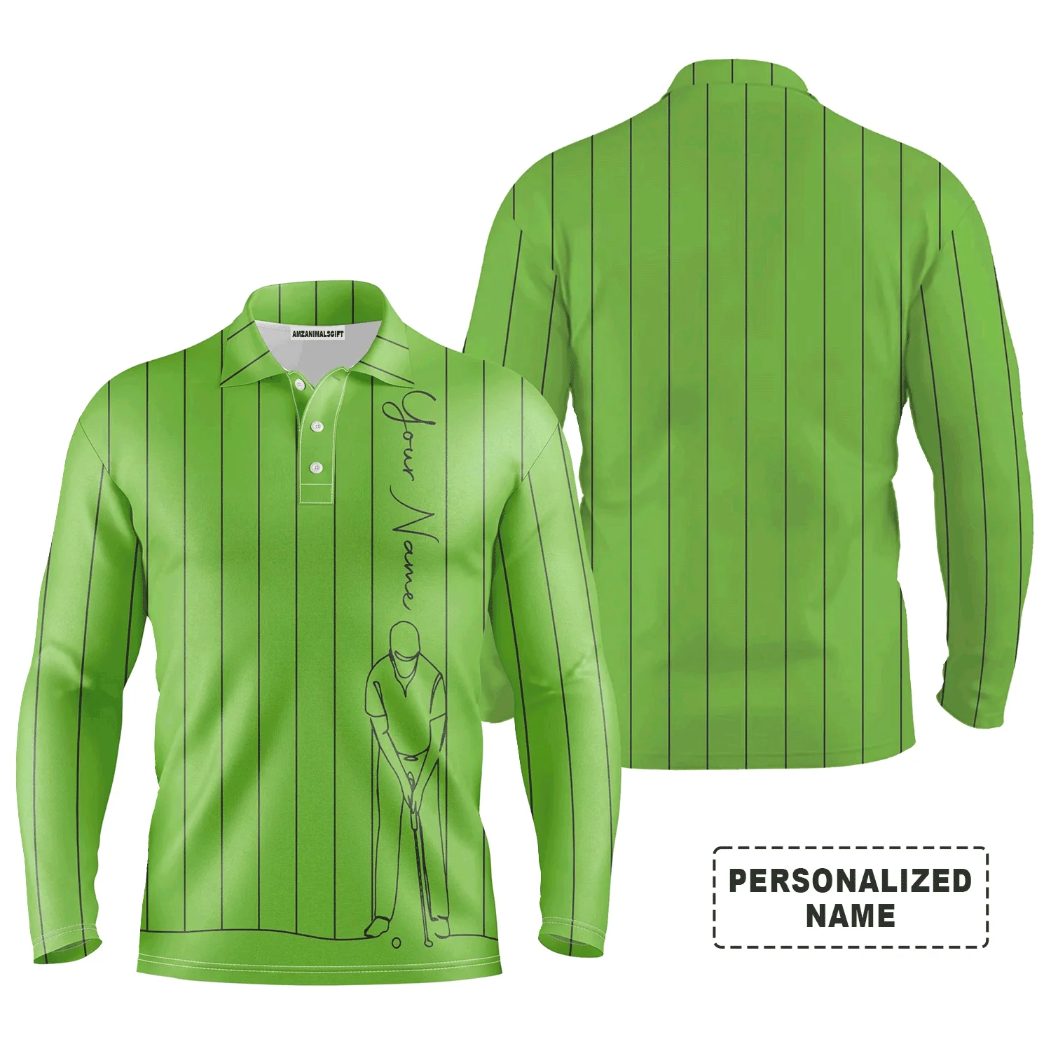 Golf Men Polo Shirt - Multicolor Stripe Pattern Custom Name Apparel - Personalized Gift For Golf Lover, Team, Male Players, Golfer - Image 13