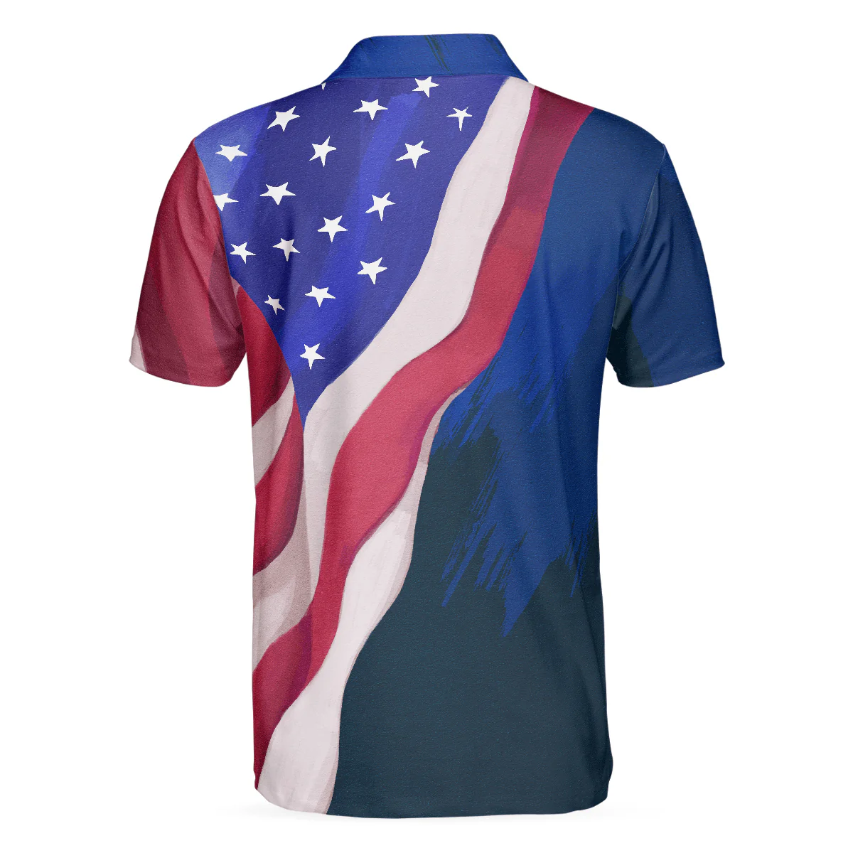 Golf Men Polo Shirt, Watercolor Golf American Flag Independence Day Polo Shirts For Men, 4th Of July Gift For Golfers, Golf Team Lovers, Friend - Image 2