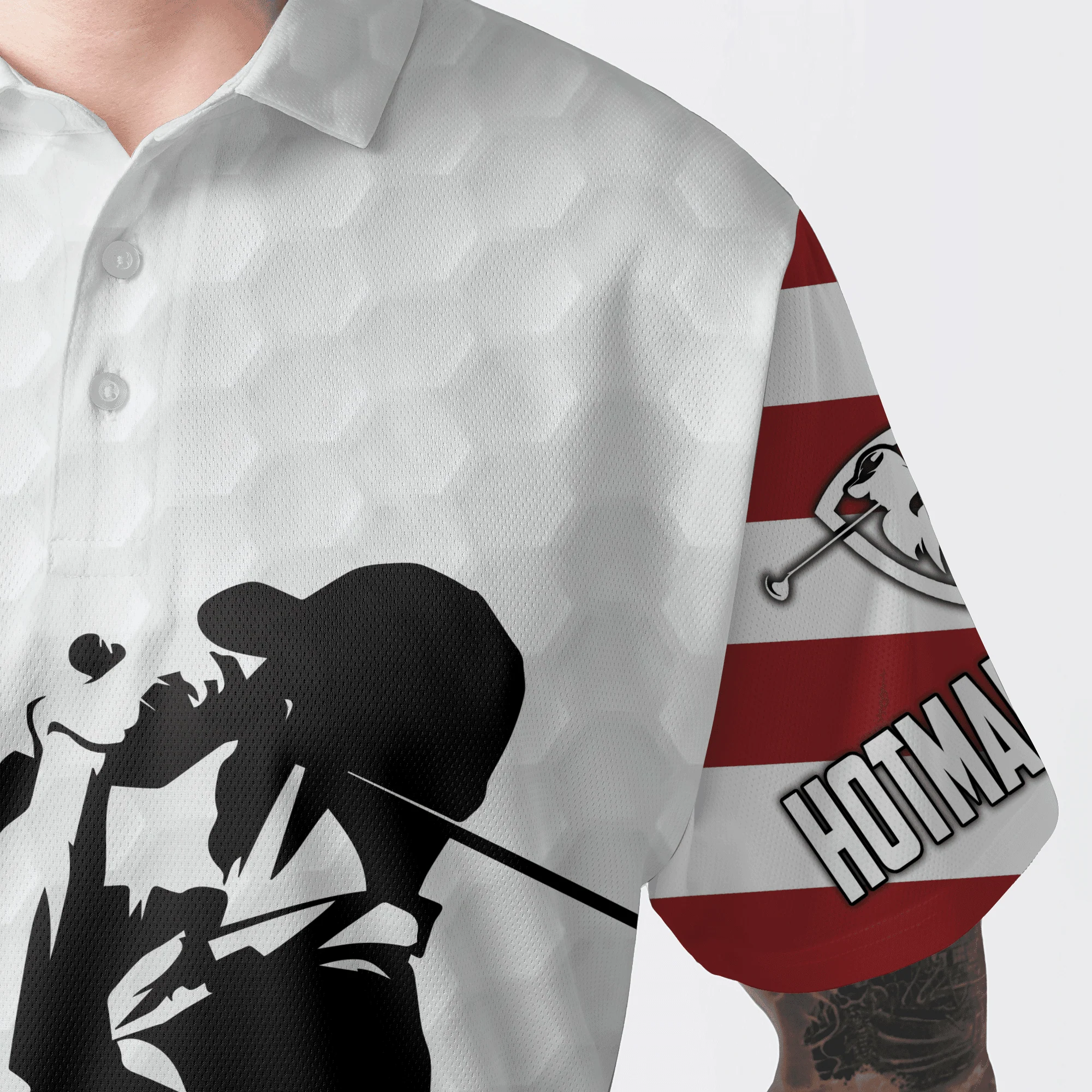Golf Men Polo Shirts, Custom Name American flag 4th July Apparel - Personalized Gift For Men, Husband, Boyfriend, Golf Lovers, Independence Day - Image 2