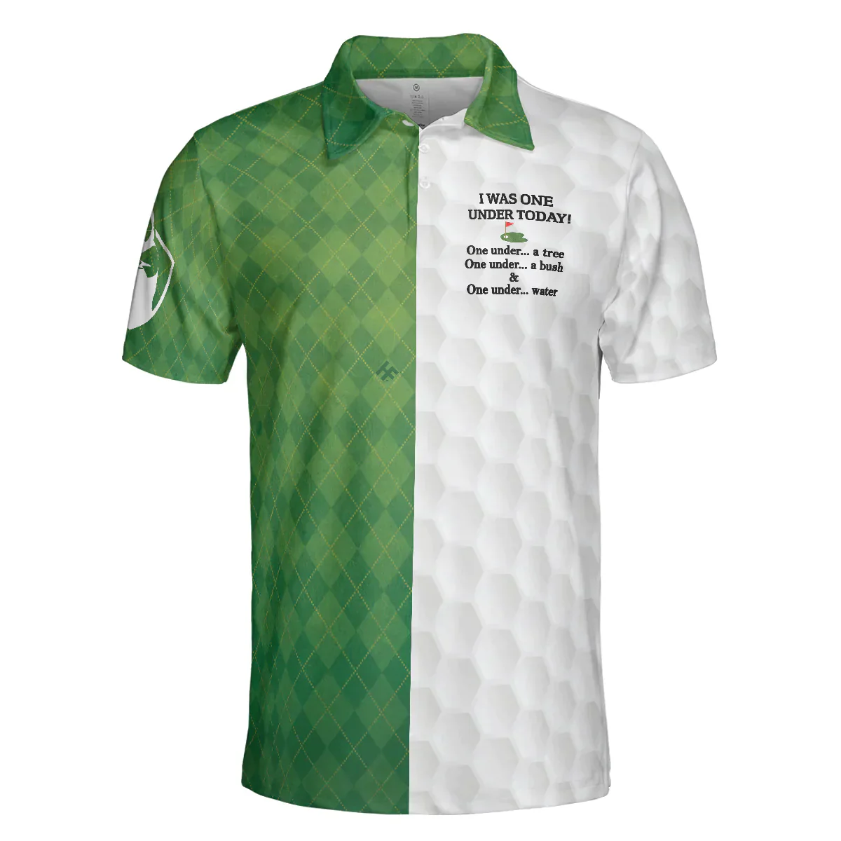 Golf Men Polo Shirts - Golf  Green Argyle Pattern I Was One Under Today Men Polo Shirts - Perfect Gift For Men, Golfers, Golf Lover, Male Players - Image 2