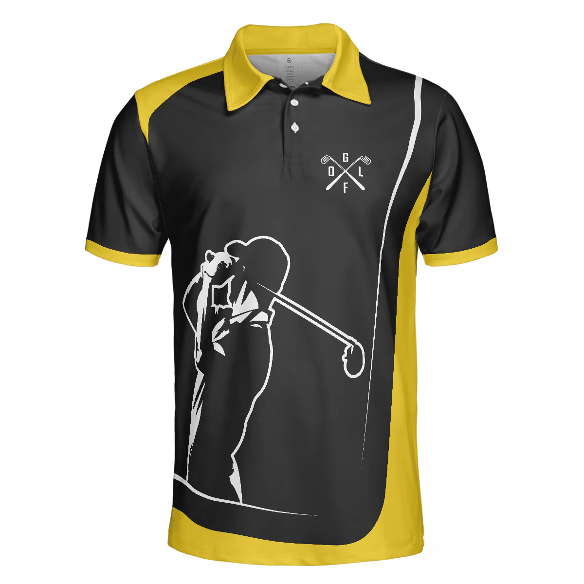 Golf Men Polo Shirts - Vintage Golf Best Papa By Par Black Yellow Background Men Polo Shirts, Golf Shirt For Men - Perfect Gift For Men, Golfers - Image 3