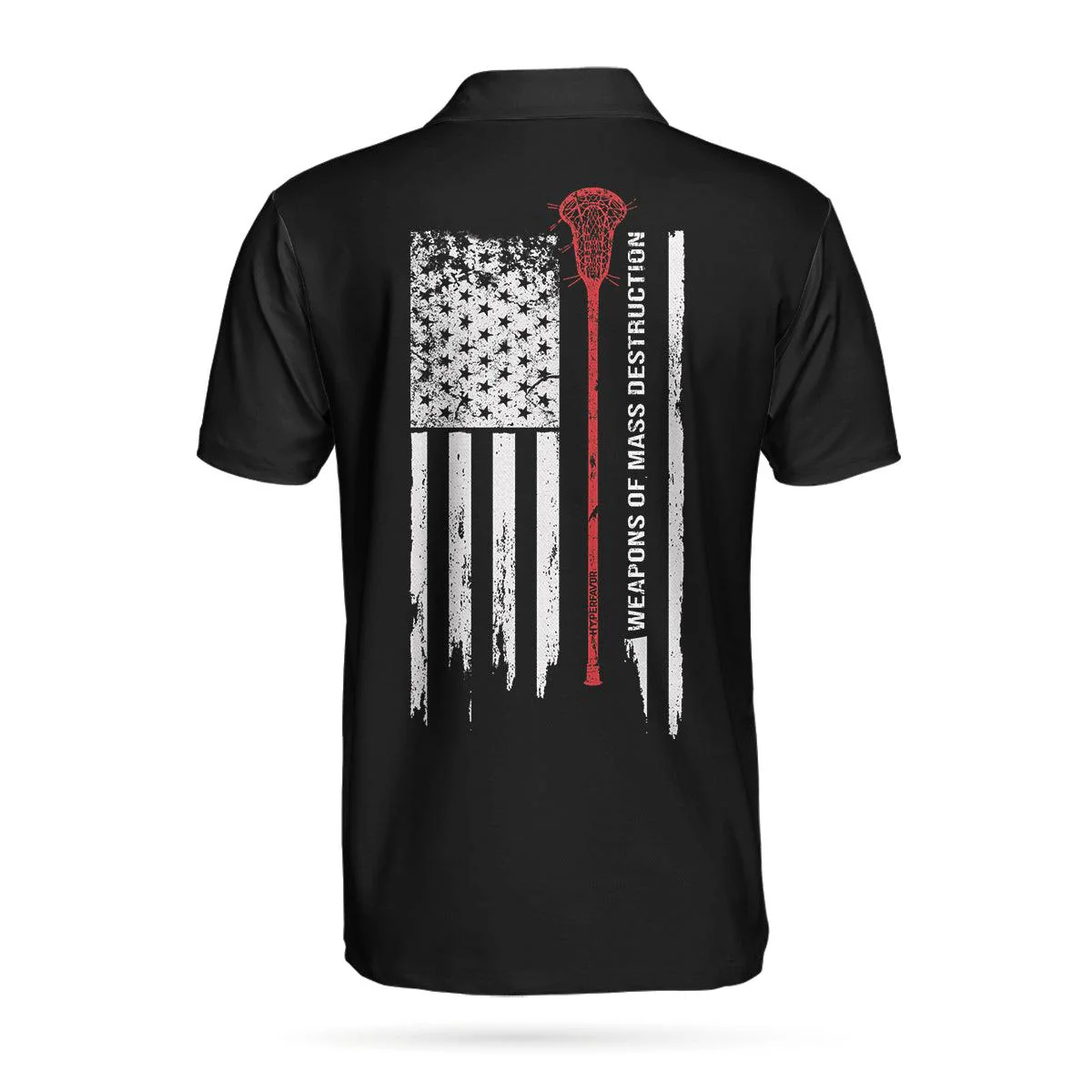 Golf Men Polo Shirts - Weapons Of Grass Destruction Lacrosse American Flag Black Background Men Polo Shirts- Perfect Gift For Men, Golfers, Golf Lover - Image 3