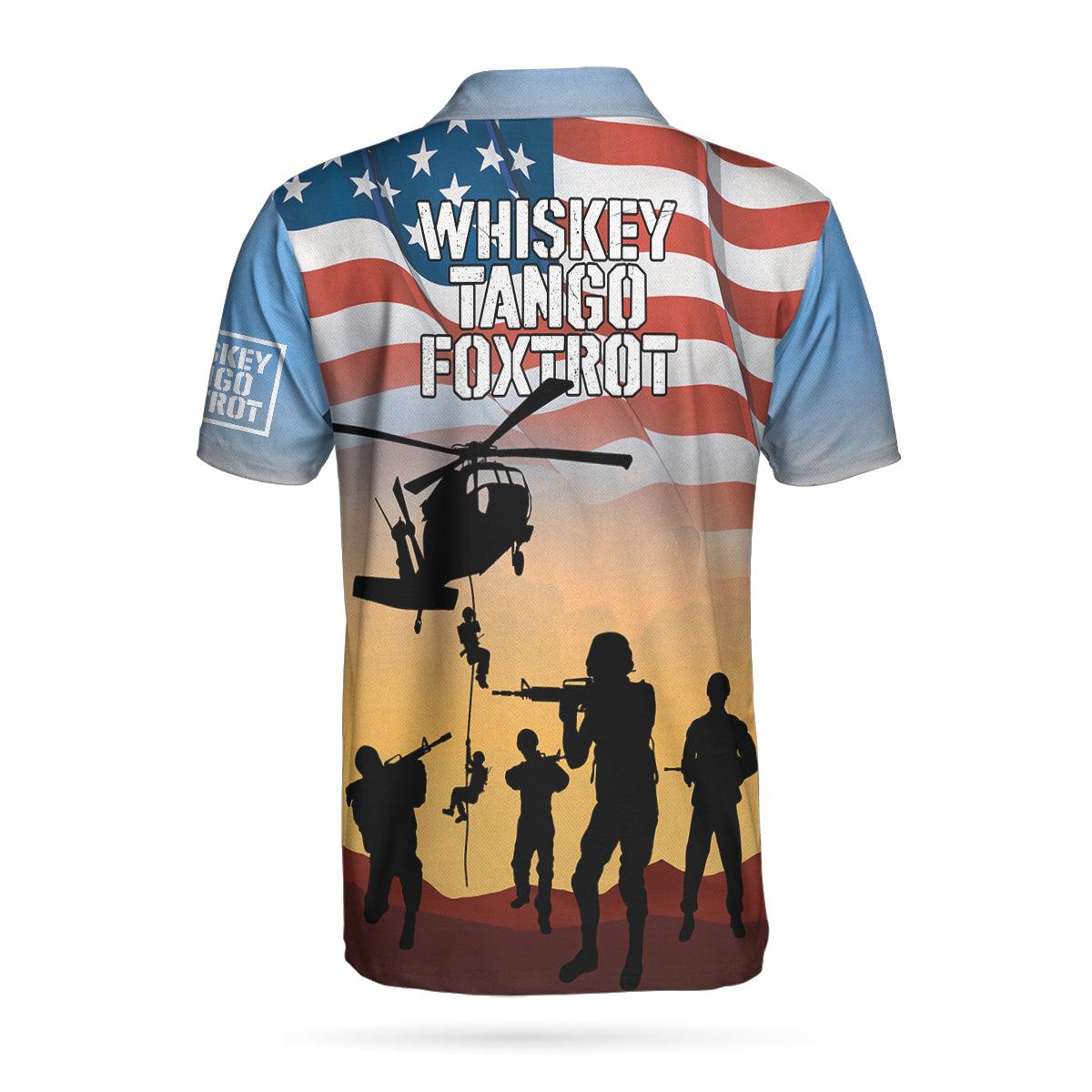 Golf Men Polo Shirts - Whiskey Tango Foxtrot Military Helicopter American Flag Men Polo Shirts - Perfect Gift For Men, Golfers, Golf Lover - Image 3