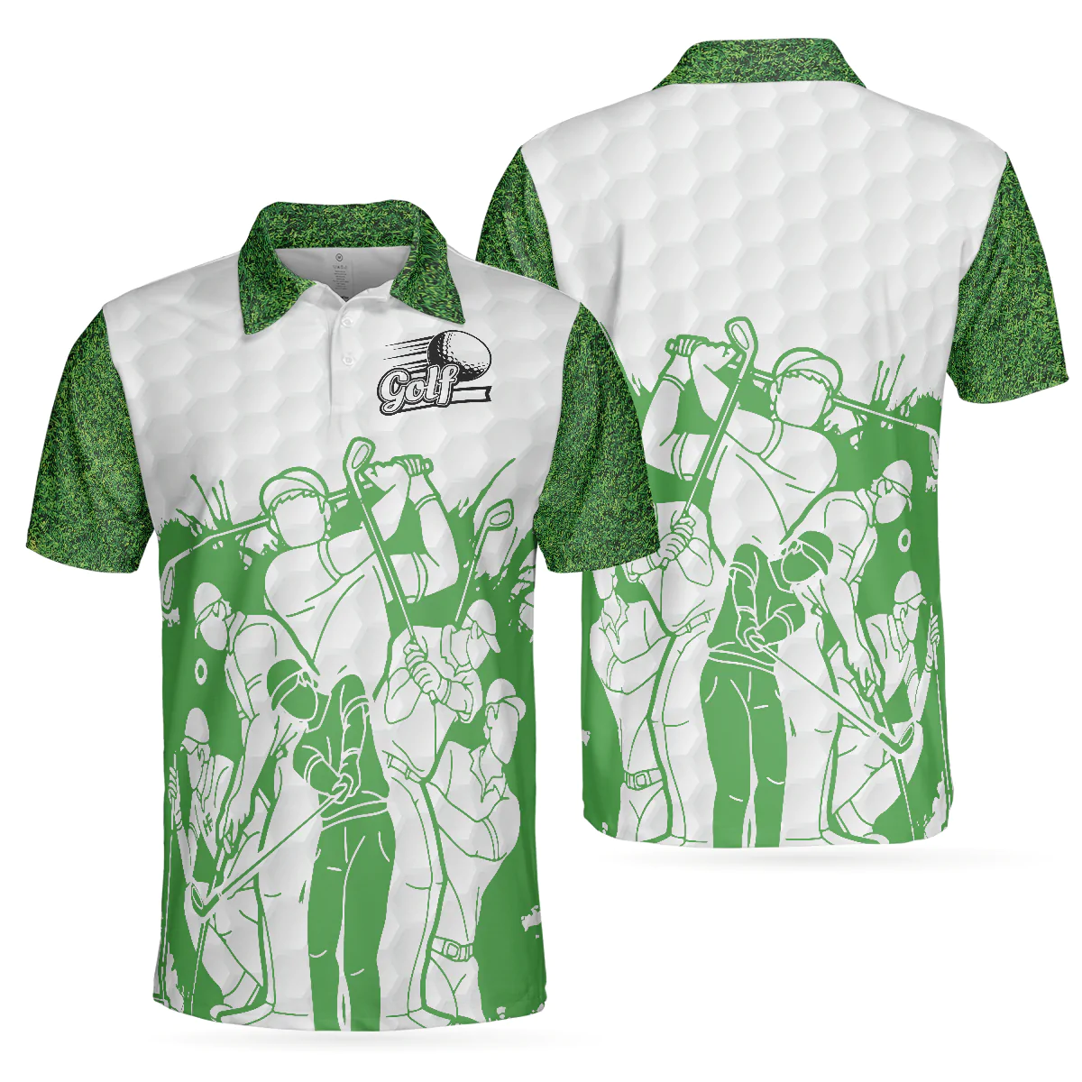 Golf Men Polo Shirts - White And Green Golfers Men Polo Shirts, King Of The Green Polo Shirt - Perfect Gift For Men, Golfers, Golf Lover, Male Players