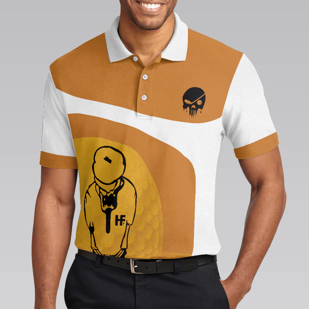 Golf Men Polo Shirts - Your Hole Is My Goal Skull Polo Shirt, Light Brown Skeleton Golfer Polo Shirt, Best Golf Shirt For Men - Perfect Gift For Men - Image 4