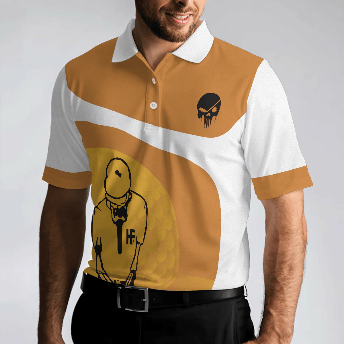 Golf Men Polo Shirts - Your Hole Is My Goal Skull Polo Shirt, Light Brown Skeleton Golfer Polo Shirt, Best Golf Shirt For Men - Perfect Gift For Men - Image 5