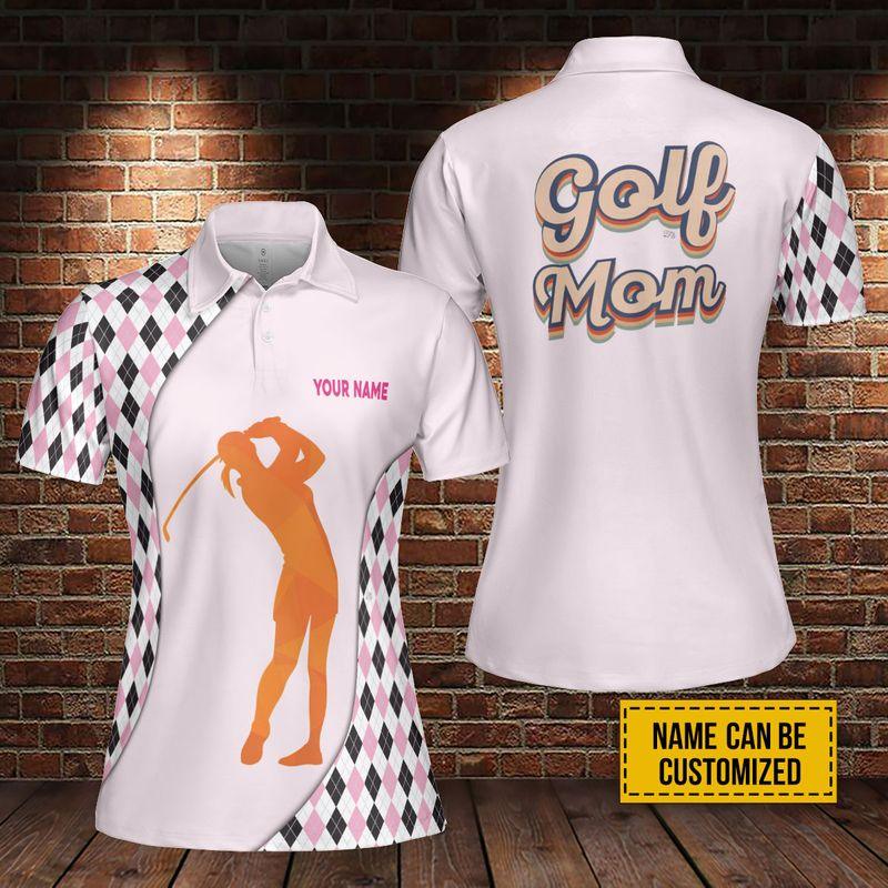 Golf Mom Custom Name Women Polo Shirt, Pink Golfer Personalized Women Polo Shirt Perfect Gift Sport For Mother's Day, Mama, Women, Team Golfers - Image 2