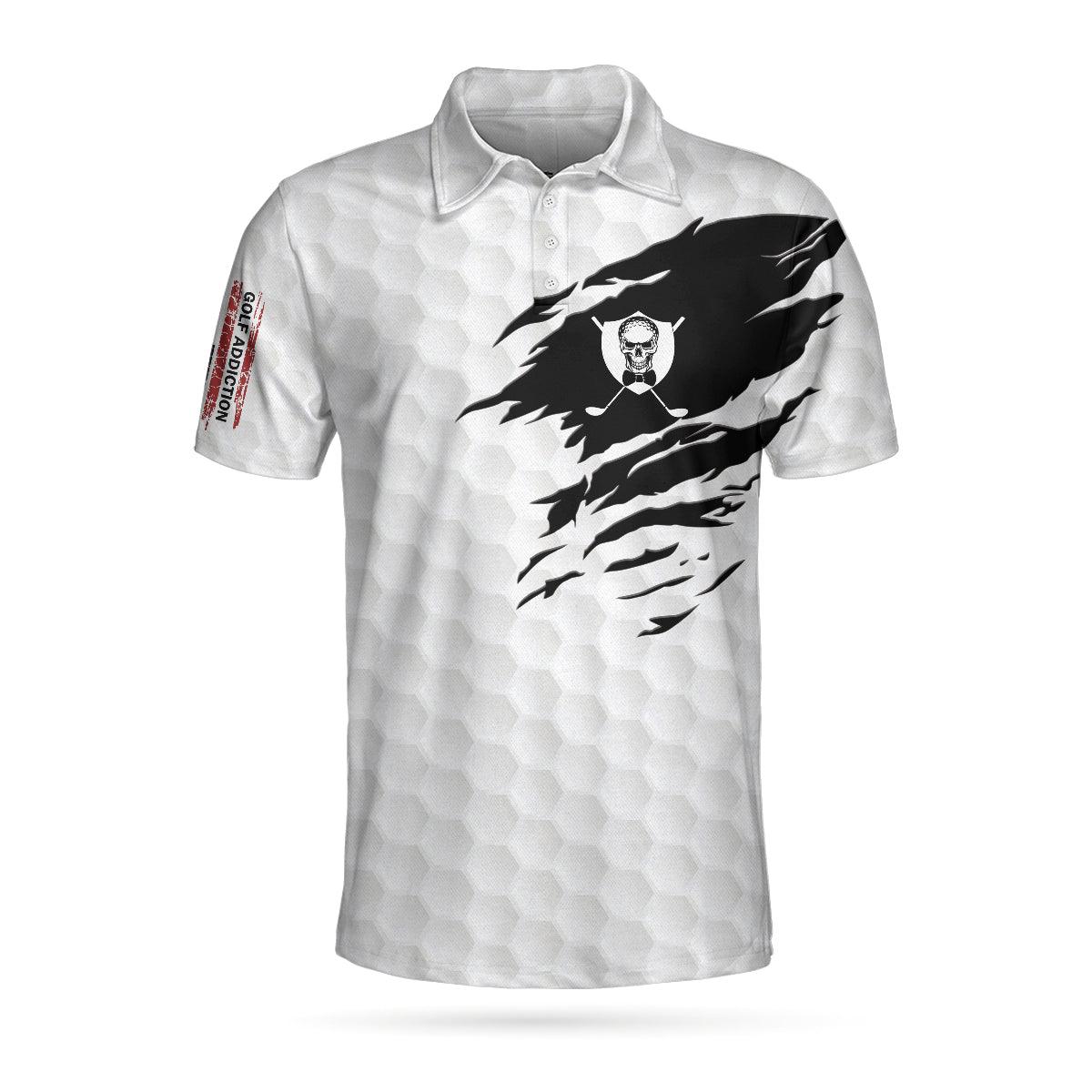 Golf Polo Shirt, Golf Love Heart Skull Polo Shirt, Golf Pattern Skeleton Golfer American Flag Polo Shirt - Perfect Gift For Men, Golfer - Image 3