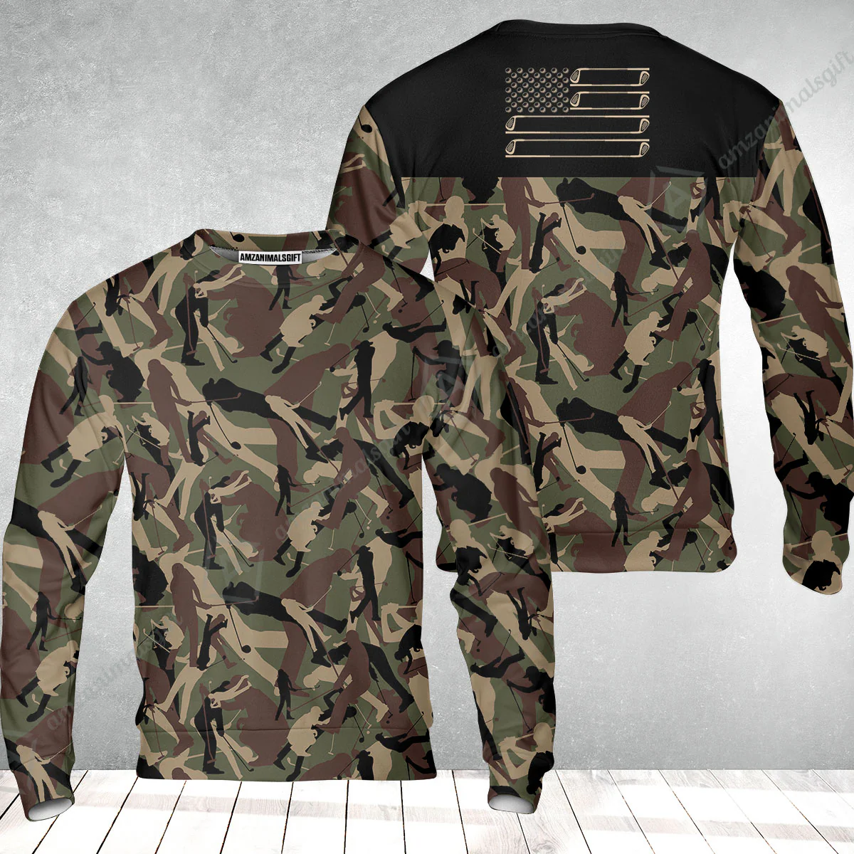 Golf Sweatshirt - Golf Camouflage Pattern Golf Sweatshirt, Military Golfing Sweatshirt, Camo Golf Shirt - Image 2