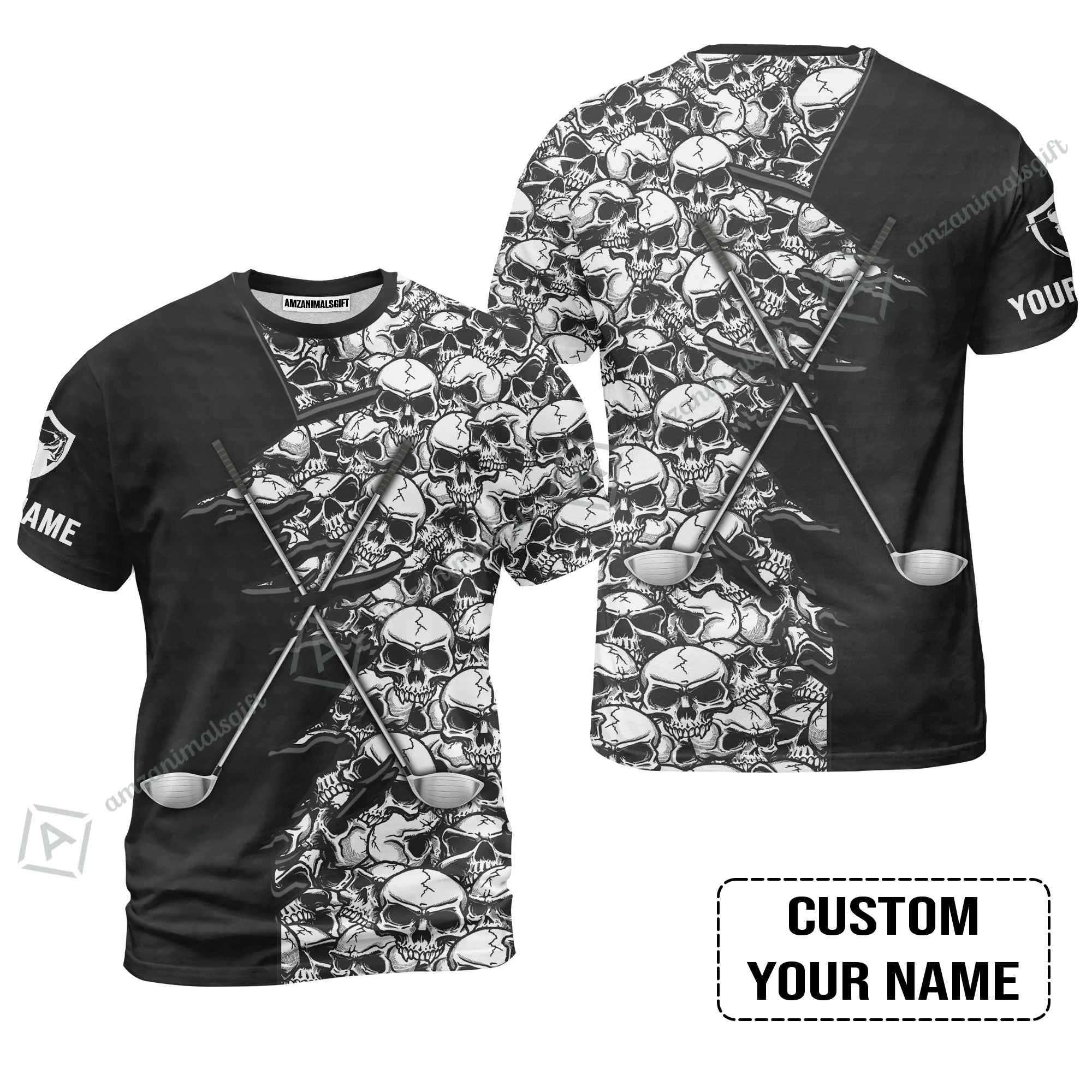 Golf Sweatshirt, Pattern Skull Golf Clubs Performance Custom Name Apparel - Personalized Sports Gift For Men, Golf Lovers - Image 7