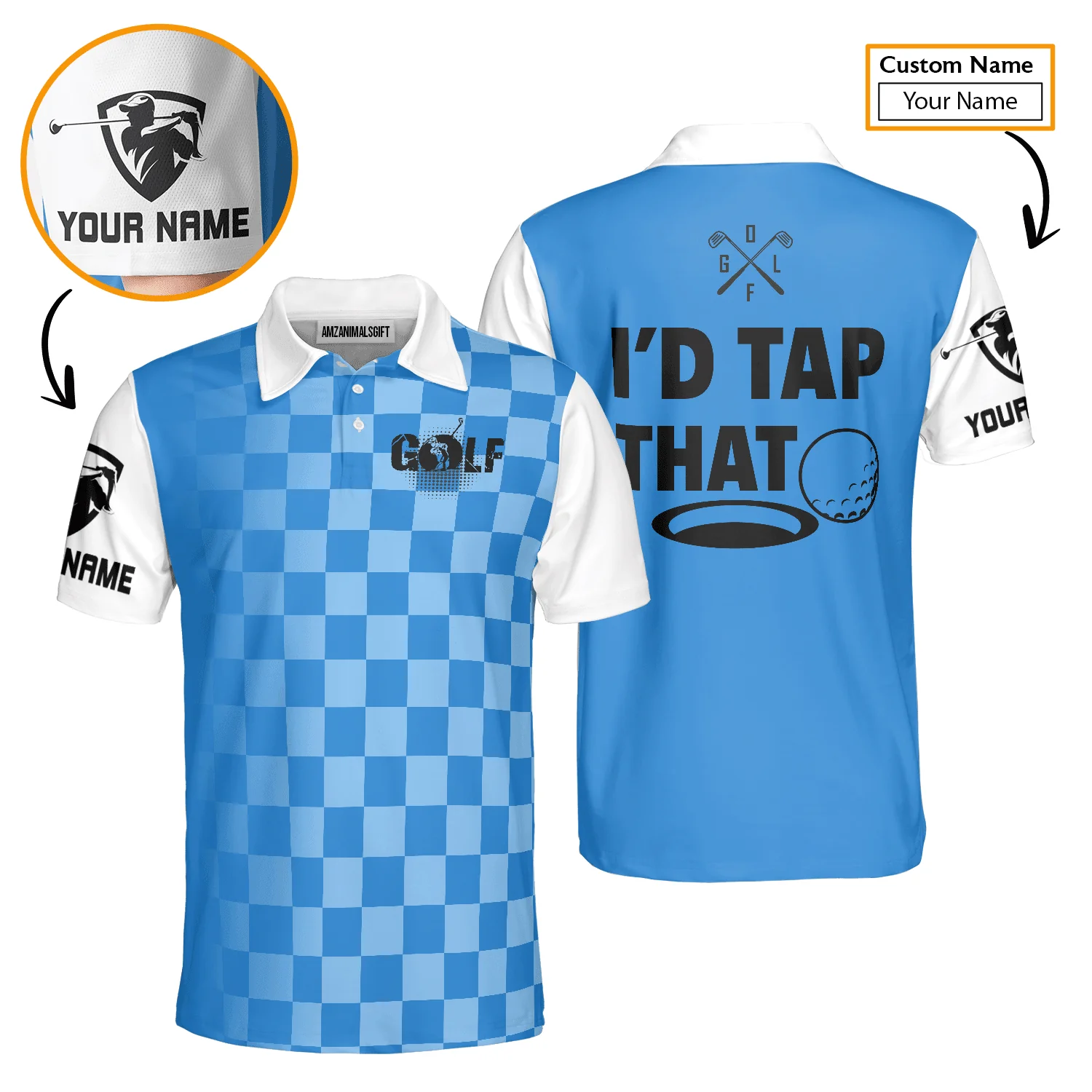 Golf T-Shirt - Funny Custom Name Apparel, I'd Tap That Men Golf T-Shirt - Personalized Gift For Golf Lover, Team, Golfers, Husband, Boyfriend - Image 8