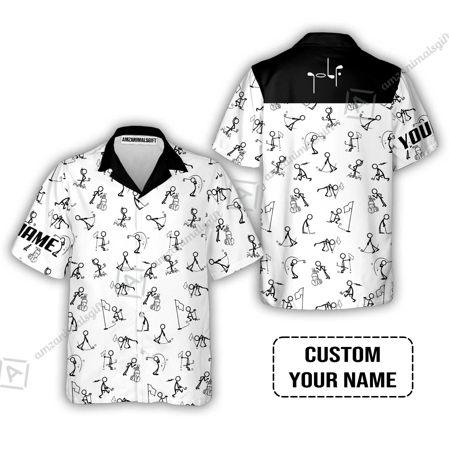 Golf Hoodie - Funny Golf Pattern Custom Name White Apparel - Personalized Gift For Golf Lover - Image 7