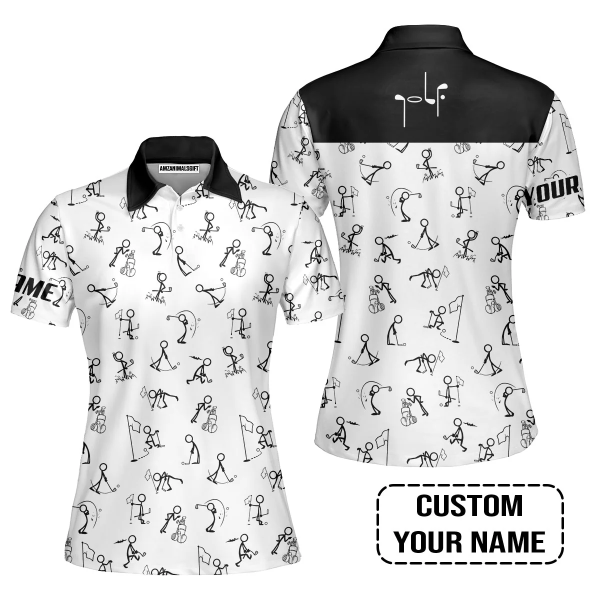 Golf Hoodie - Funny Golf Pattern Custom Name White Apparel - Personalized Gift For Golf Lover - Image 6