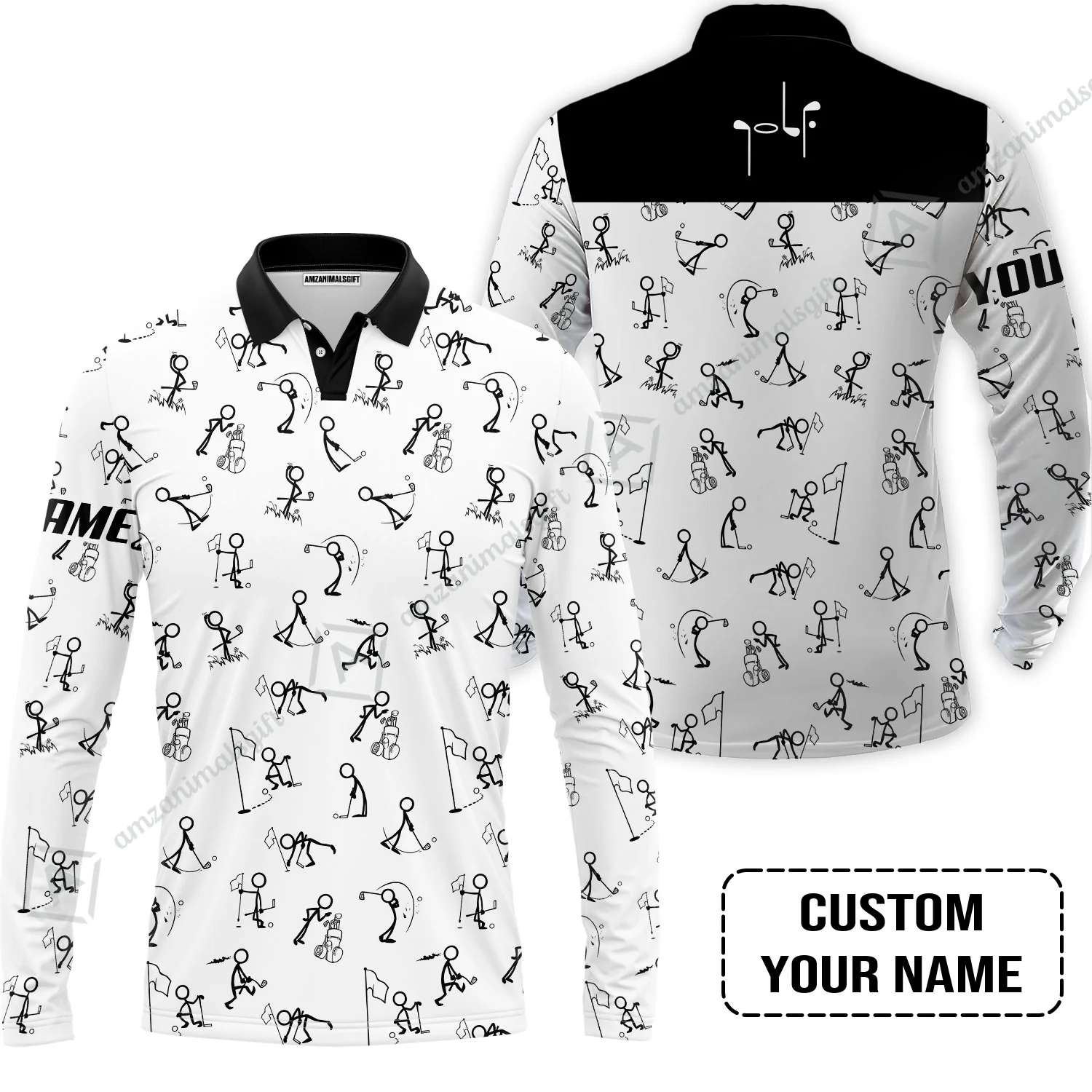 Golf Hoodie - Funny Golf Pattern Custom Name White Apparel - Personalized Gift For Golf Lover - Image 4