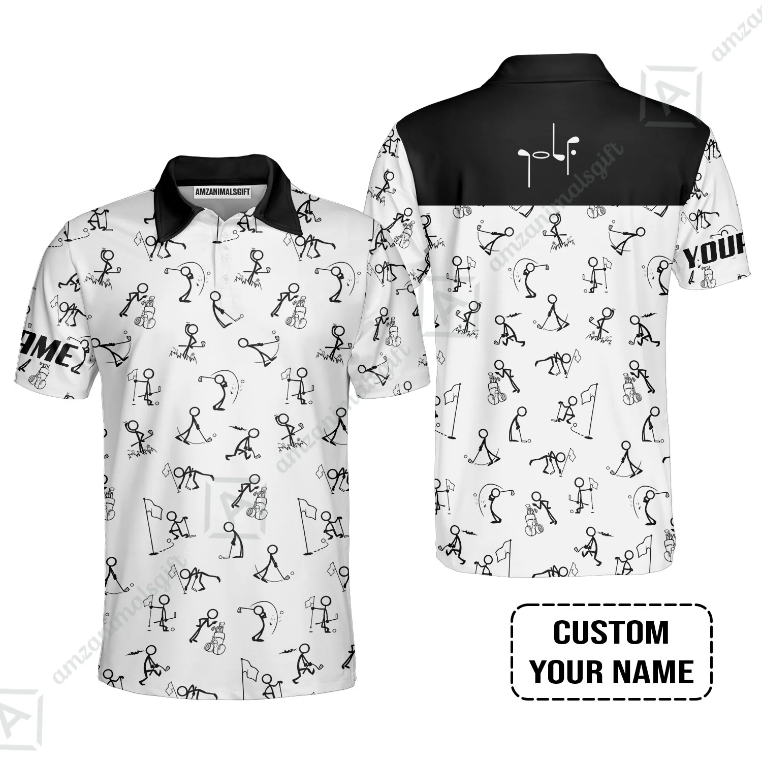 Golf Hoodie - Funny Golf Pattern Custom Name White Apparel - Personalized Gift For Golf Lover - Image 5