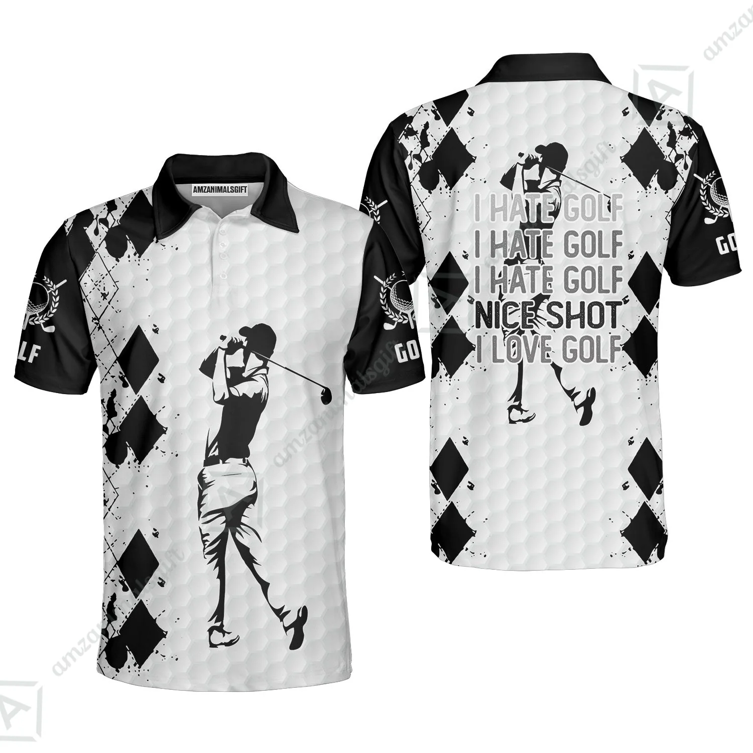 Golf T-Shirt - I Hate Golf Nice Shot I Love Golf T-Shirt - Image 6