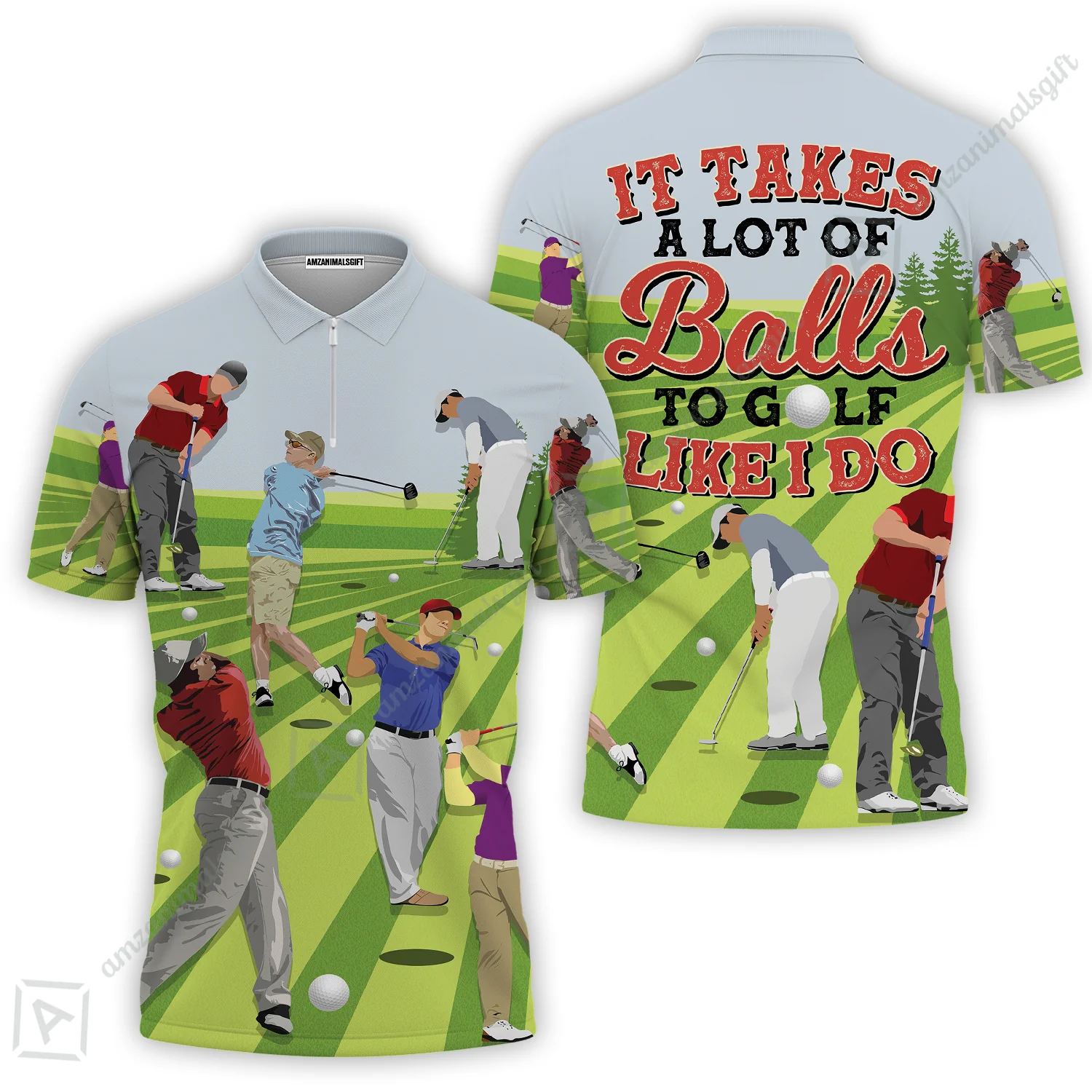 Golf Long Polo Shirt - It Takes A Lot Of Balls To Golf Like I Do Long Polo Shirt - Perfect Gift Golfers, Golf Lovers - Image 4