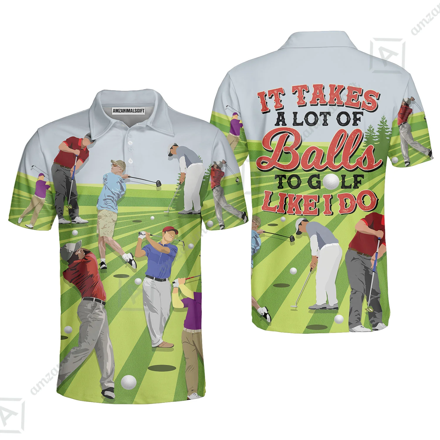 Golf Long Polo Shirt - It Takes A Lot Of Balls To Golf Like I Do Long Polo Shirt - Perfect Gift Golfers, Golf Lovers - Image 3
