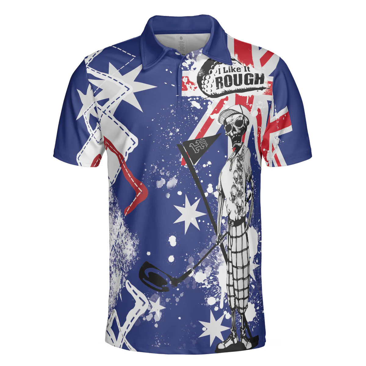Golf Unisex T-shirt, Argyle Pattern Skeleton Golfing, Golf I Like It Rough Australian Flag Unisex T-shirt For Men - Best Gift For Golfers, Golf Lovers - Image 6