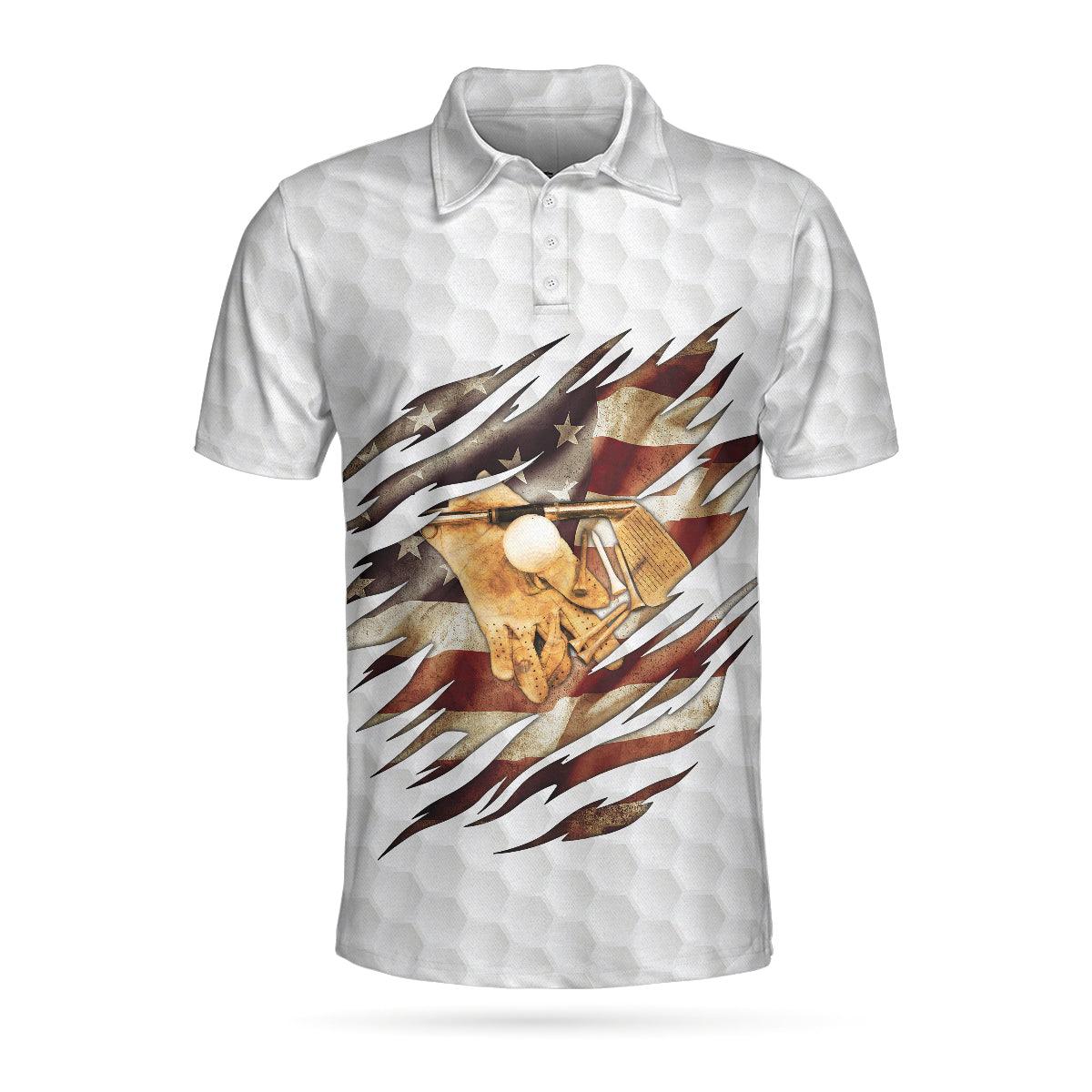 Golf Vintage And American Flag Custom Men Polo Shirt, Personalized I Didn't Miss The Putt Polo Shirt, Funny Golf Shirt For Men, Best Golf Shirt For Men - Image 3