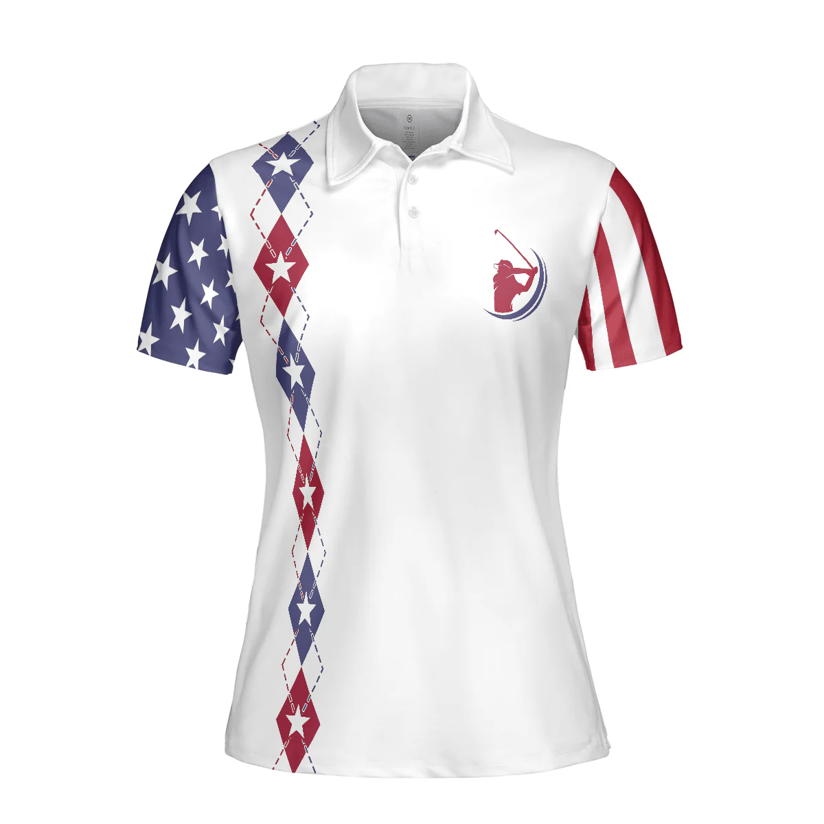 Golf Women Polo Shirt, American Flag Argyle Pattern Women Polo Shirts, Too Old To Work Too Young To Die But Perfect For Golfing - Image 4