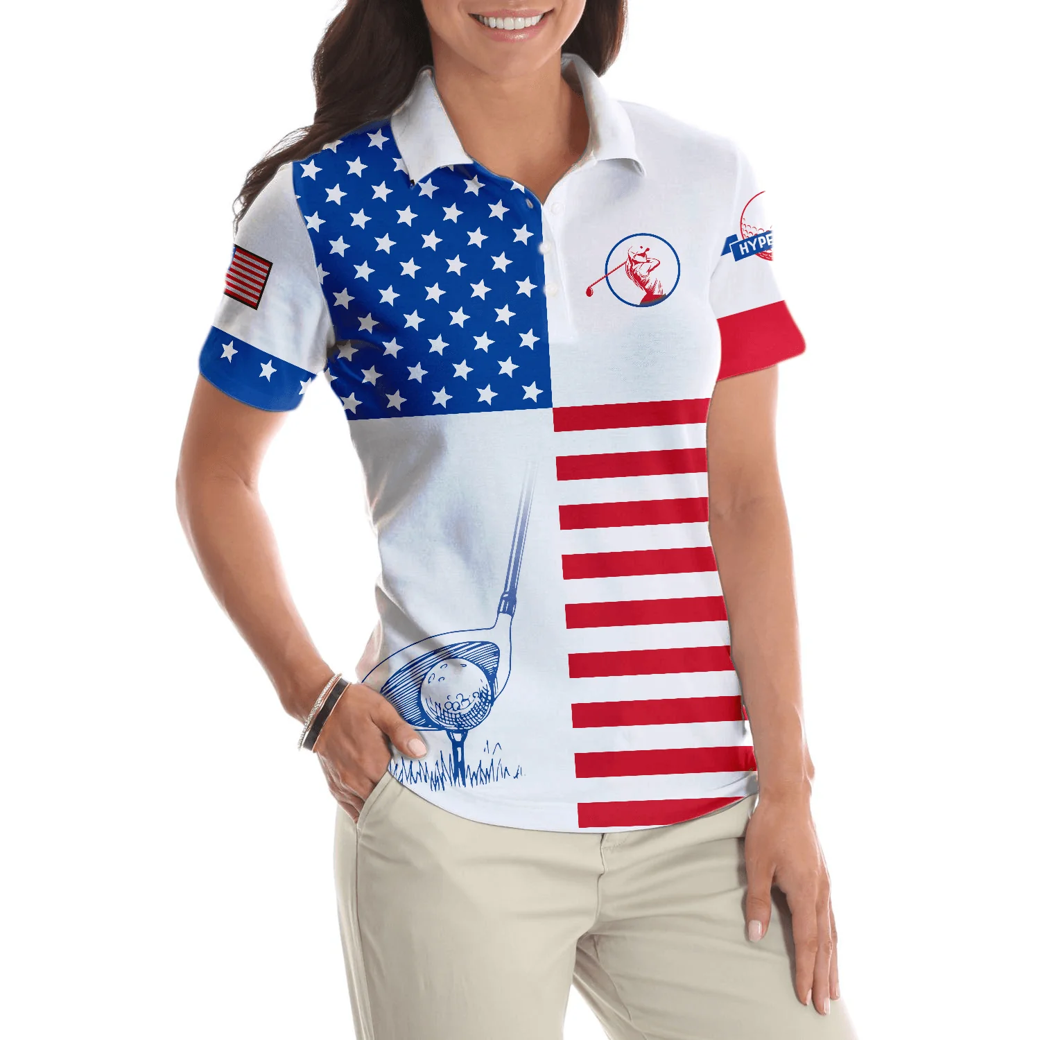 Golf Women Polo Shirt, American Flag Patriotic Golf Shirt For Ladies, Unique Golf Gift For Girls - Best Gift For Golfers, Golf Lovers - Image 6