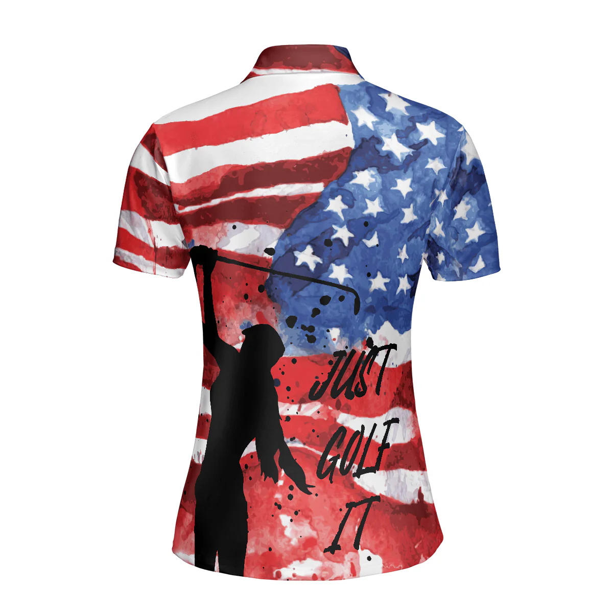 Golf Women Polo Shirt, American Golfer, Wet Paint American Flag Polo Shirt, Patriotic Golf Polo Shirts For Ladies - Gift For Golfers, Golf Lovers - Image 3