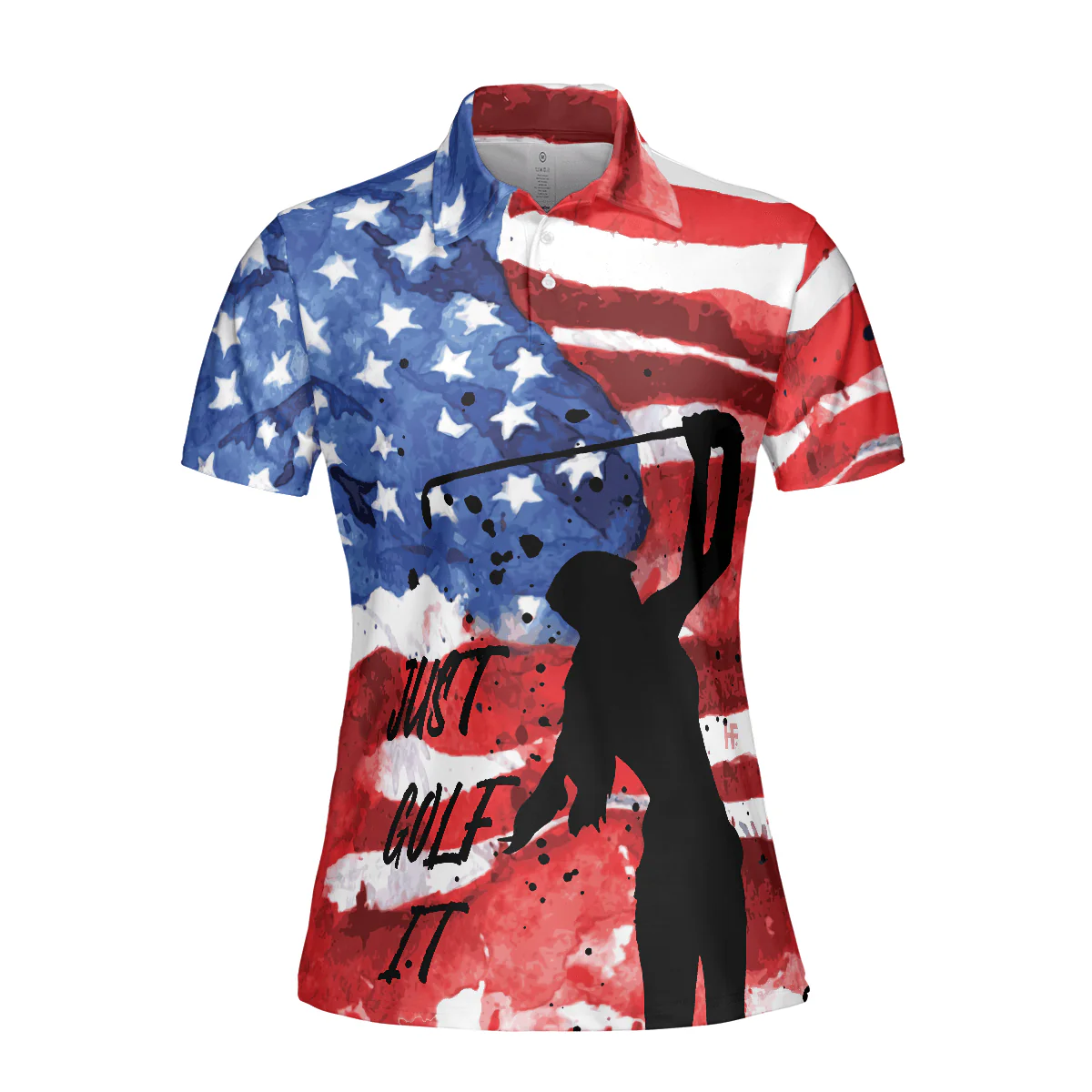 Golf Women Polo Shirt, American Golfer, Wet Paint American Flag Polo Shirt, Patriotic Golf Polo Shirts For Ladies - Gift For Golfers, Golf Lovers - Image 4