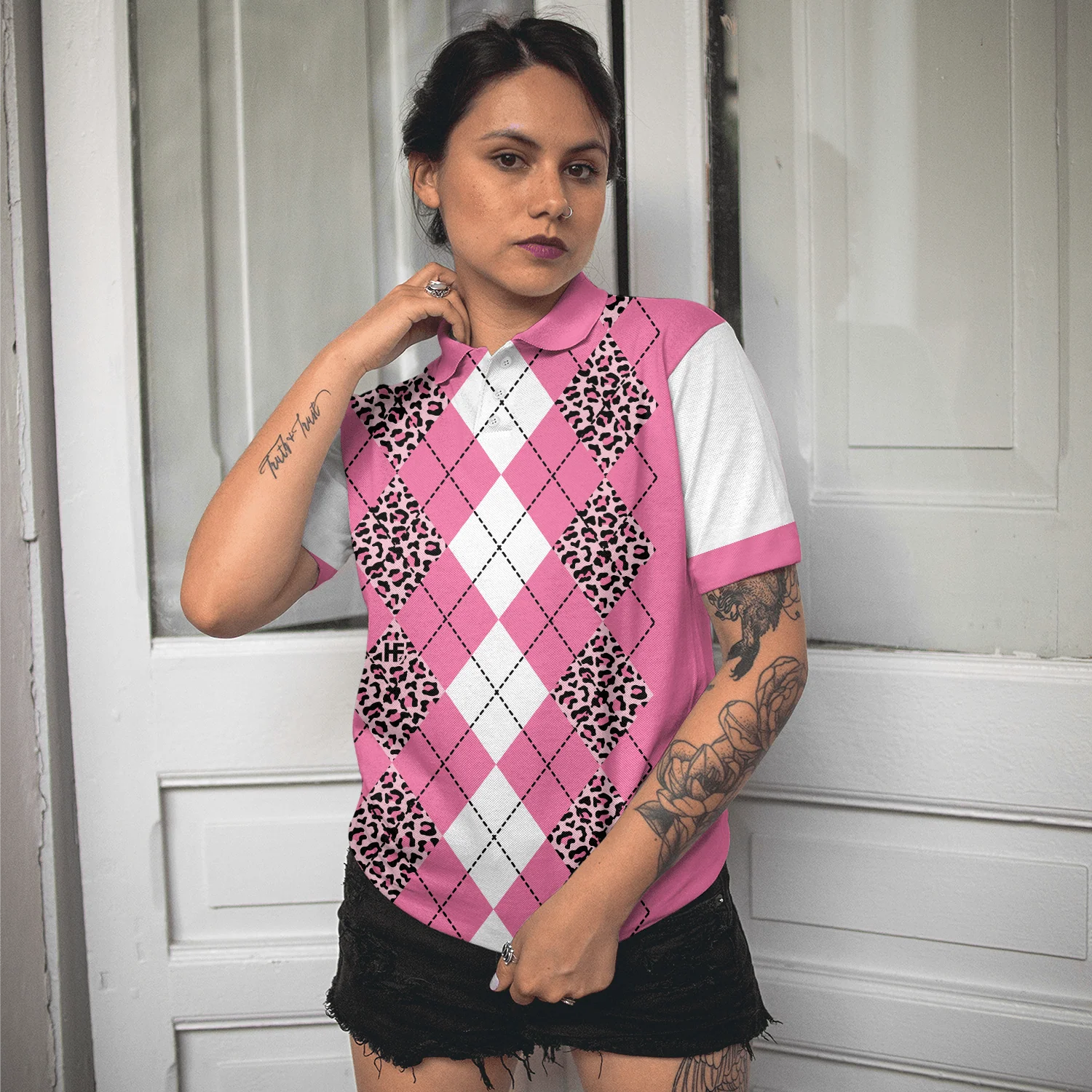 Golf Women Polo Shirt, Are You Staring At My Putt Again Golf, White And Pink Argyle Pattern Women Polo Shirts, Gift For Golfers, Ladies - Image 6