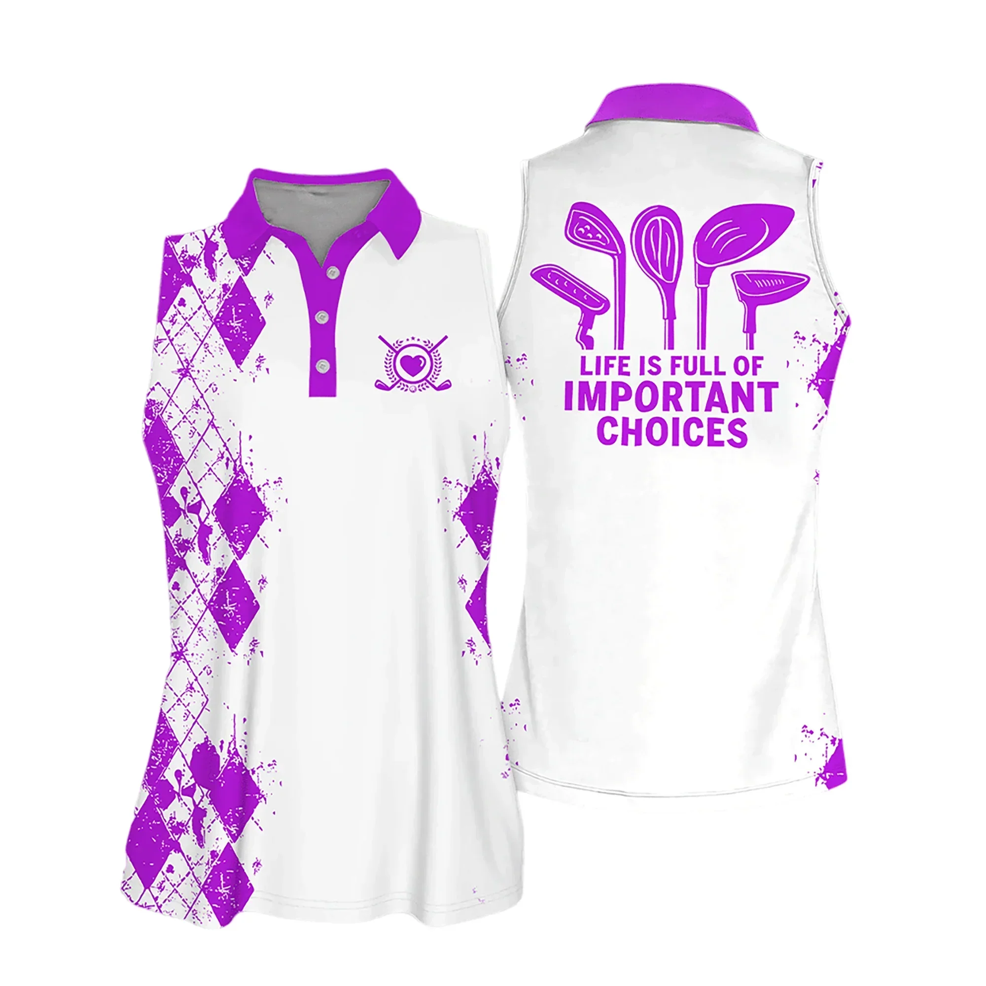 Golf Women Polo Shirt, Argyle Pattern Life Is Full Of Important Choices Multicolor Polo Shirt - Gift For Golfers, Female, Golf Lovers, Mother's Day - Image 5