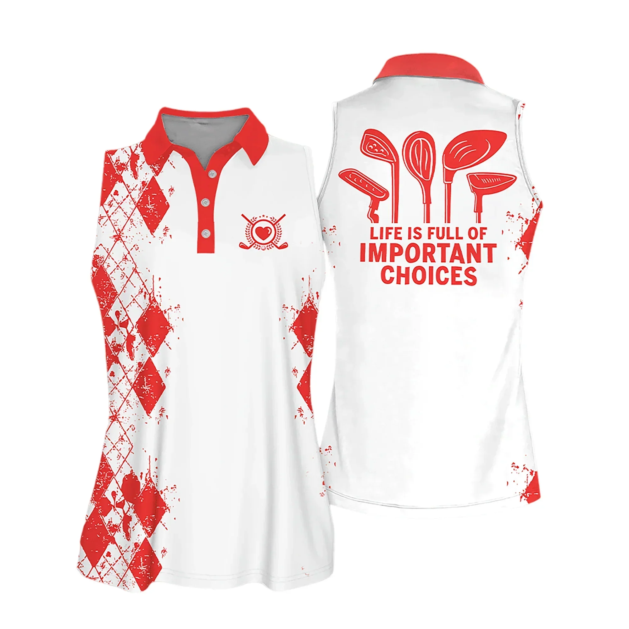 Golf Women Polo Shirt, Argyle Pattern Life Is Full Of Important Choices Multicolor Polo Shirt - Gift For Golfers, Female, Golf Lovers, Mother's Day - Image 6