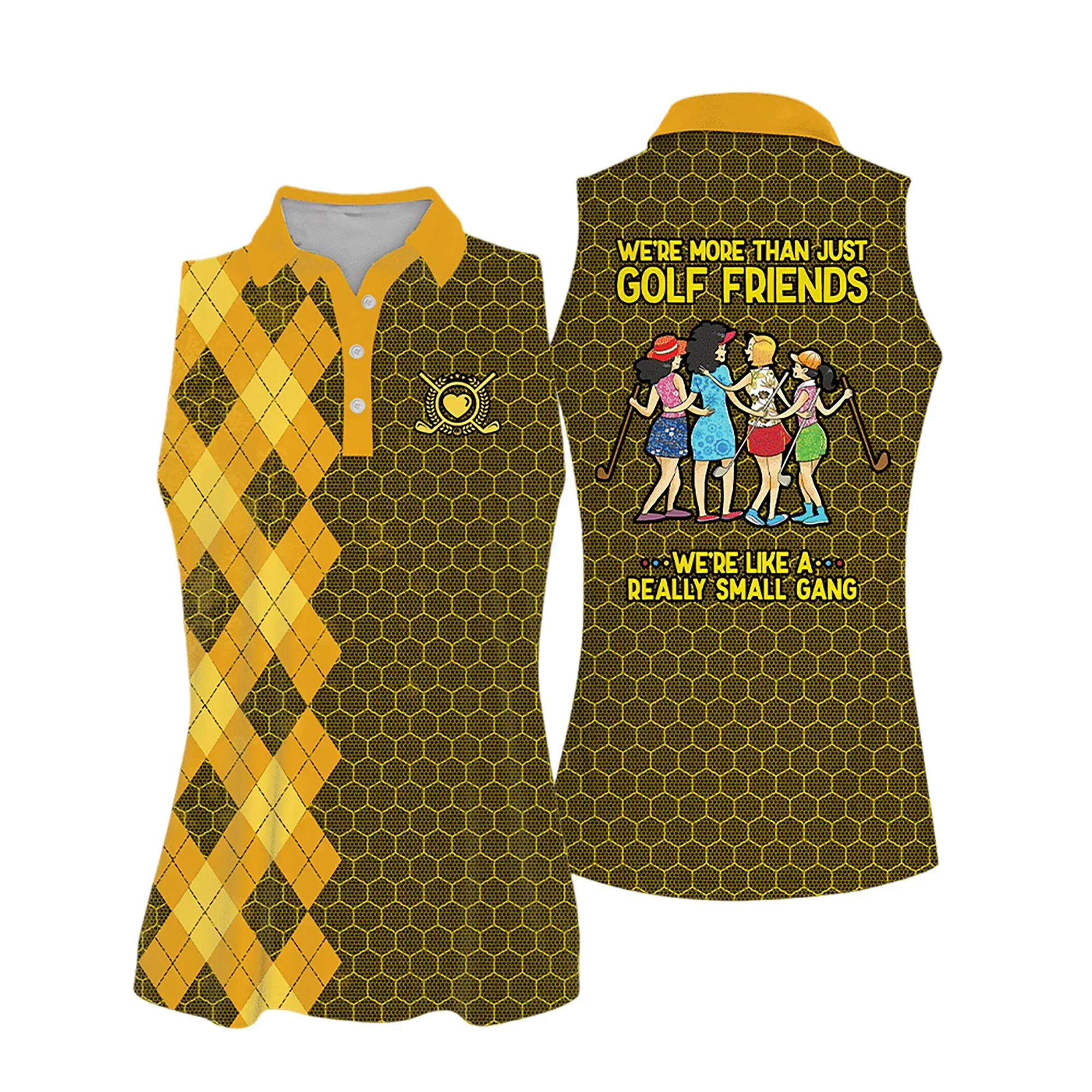 Golf Women Polo Shirt, Argyle Pattern We're Like A Really Small Gang Multicolor Women Polo Shirt - Gift For Mother's Day, Golfers, Female, Golf Lover - Image 7
