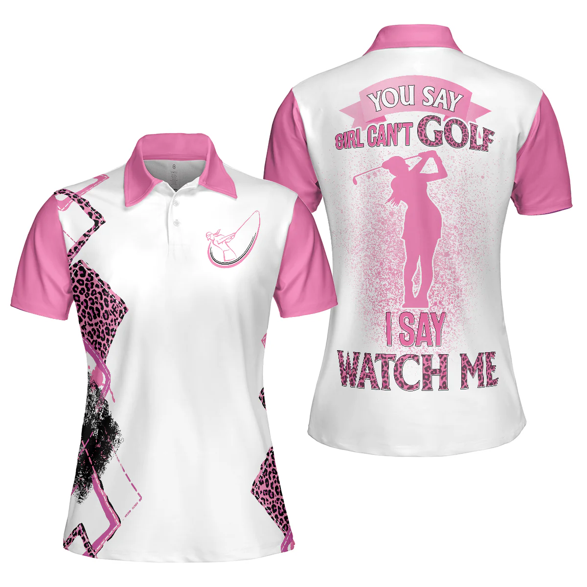 Golf Women Polo Shirt - Argyle Pattern You Say Girls Can't Golf I Say Watch Me Women Polo Shirts - Perfect Gift For Women, Golfers, Golf Lovers - Image 2
