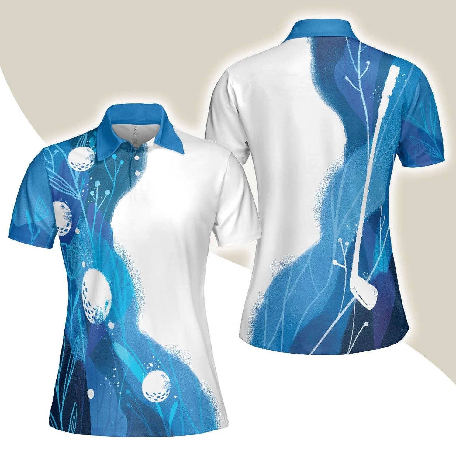 Golf Women Polo Shirt, Artistic Blue Golf Women Polo Shirts, Best Gift For Golf Lovers, Golfers, Ladies