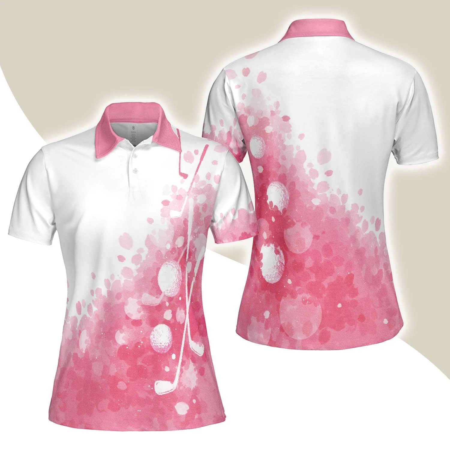 Golf Women Polo Shirt, Artistic Pink And White Golf Shirt For Ladies - Perfect Gift For Golfers, Golf Lovers