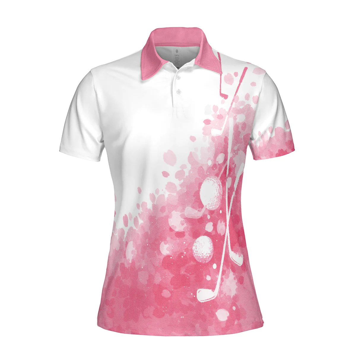 Golf Women Polo Shirt, Artistic Pink And White Golf Shirt For Ladies - Perfect Gift For Golfers, Golf Lovers - Image 4