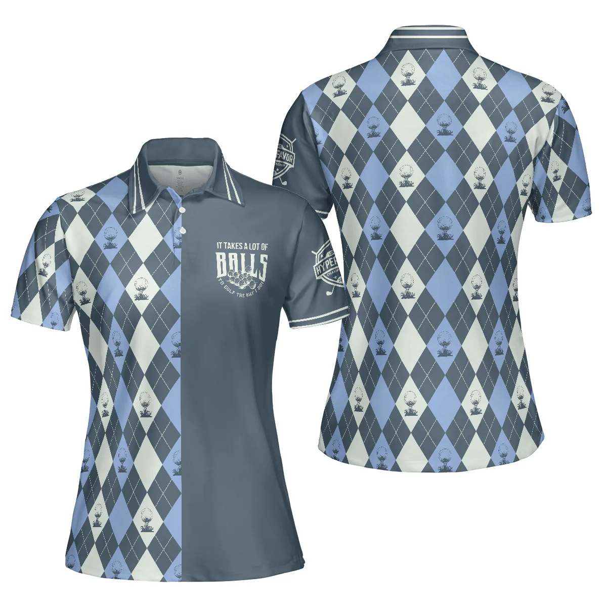 Golf Women Polo Shirt, Balls To Golf The Way I Do, Golf Sports Caro Pattern Women Polo Shirts, Best Gift For Female Golfers, Ladies, Golf Lovers - Image 2