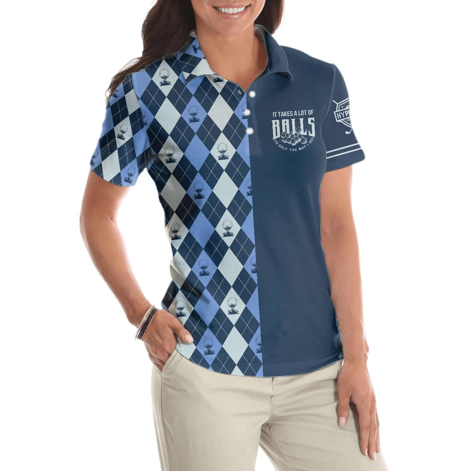 Golf Women Polo Shirt, Balls To Golf The Way I Do, Golf Sports Caro Pattern Women Polo Shirts, Best Gift For Female Golfers, Ladies, Golf Lovers - Image 6