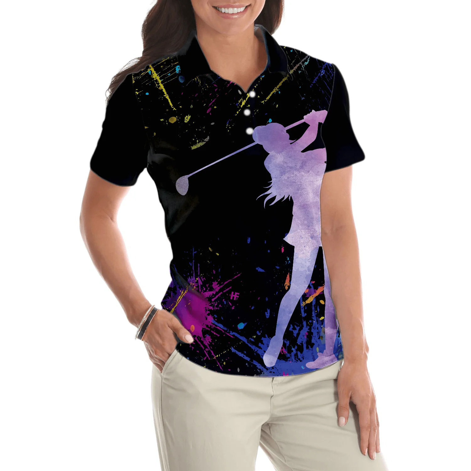 Golf Women Polo Shirt - Black Golfing Golf Girl You Say Girl Can't Golf I Say Watch Me Women Polo Shirts - Perfect Gift For Women, Golfers, Golf Lover - Image 5