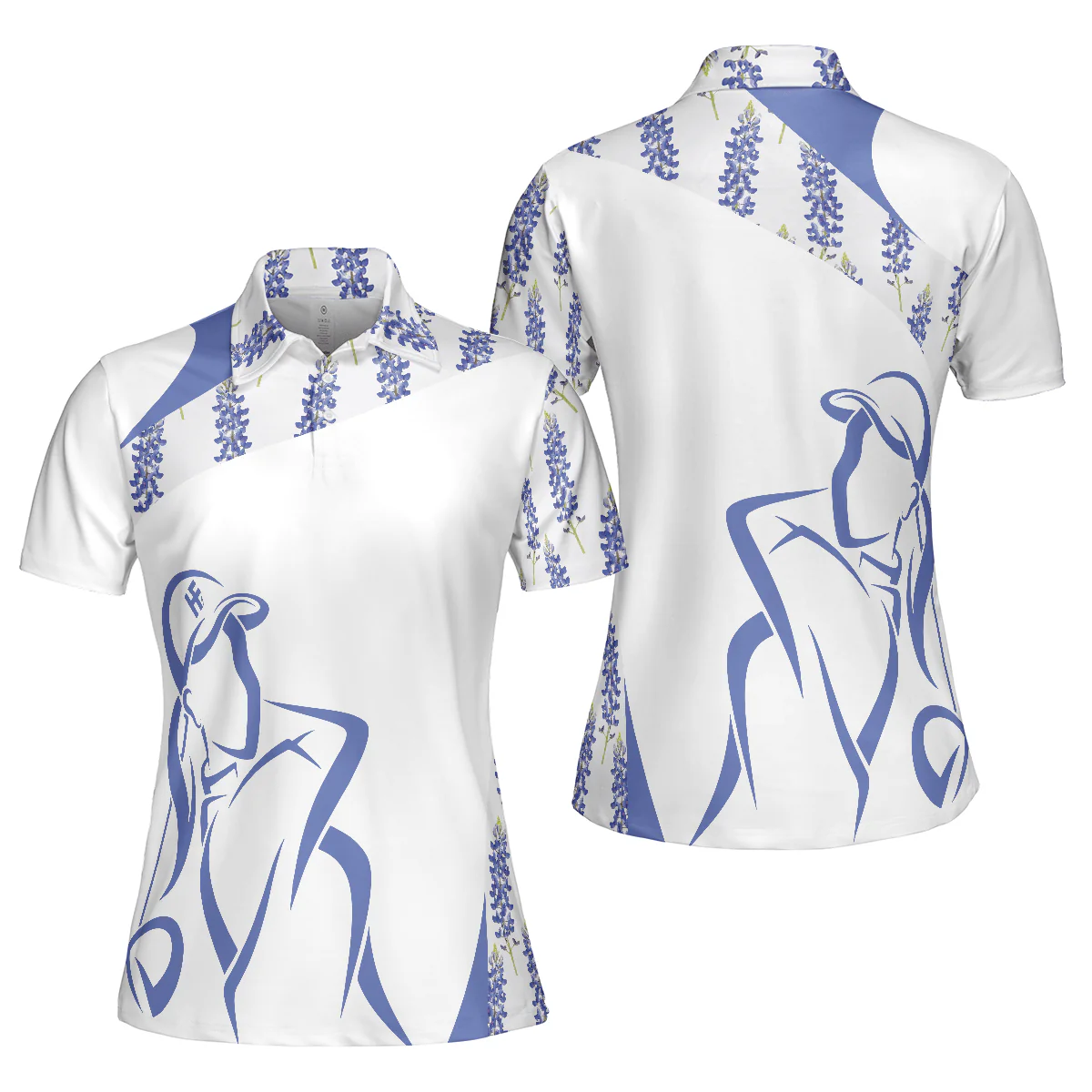Golf Women Polo Shirt, Bluebonnet Girl Golfer Women Polo Shirts, Unique Female Golf Gift For Ladies, Golf Lovers, Golfers - Image 2
