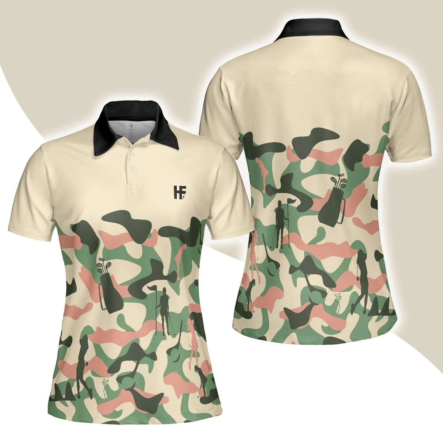 Golf Women Polo Shirt, Camouflage Texture Golf Set For Women, Camo Golf Shirt For Female - Perfect Gift For Ladies, Golfers, Golf Lovers