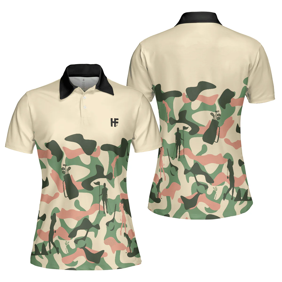 Golf Women Polo Shirt, Camouflage Texture Golf Set For Women, Camo Golf Shirt For Female - Perfect Gift For Ladies, Golfers, Golf Lovers - Image 2